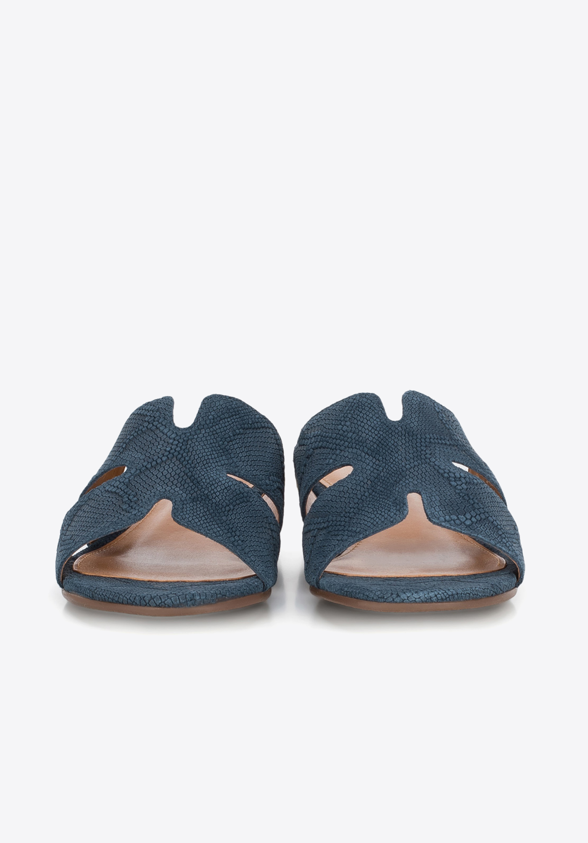 Damskie klapki z zamszu lizard