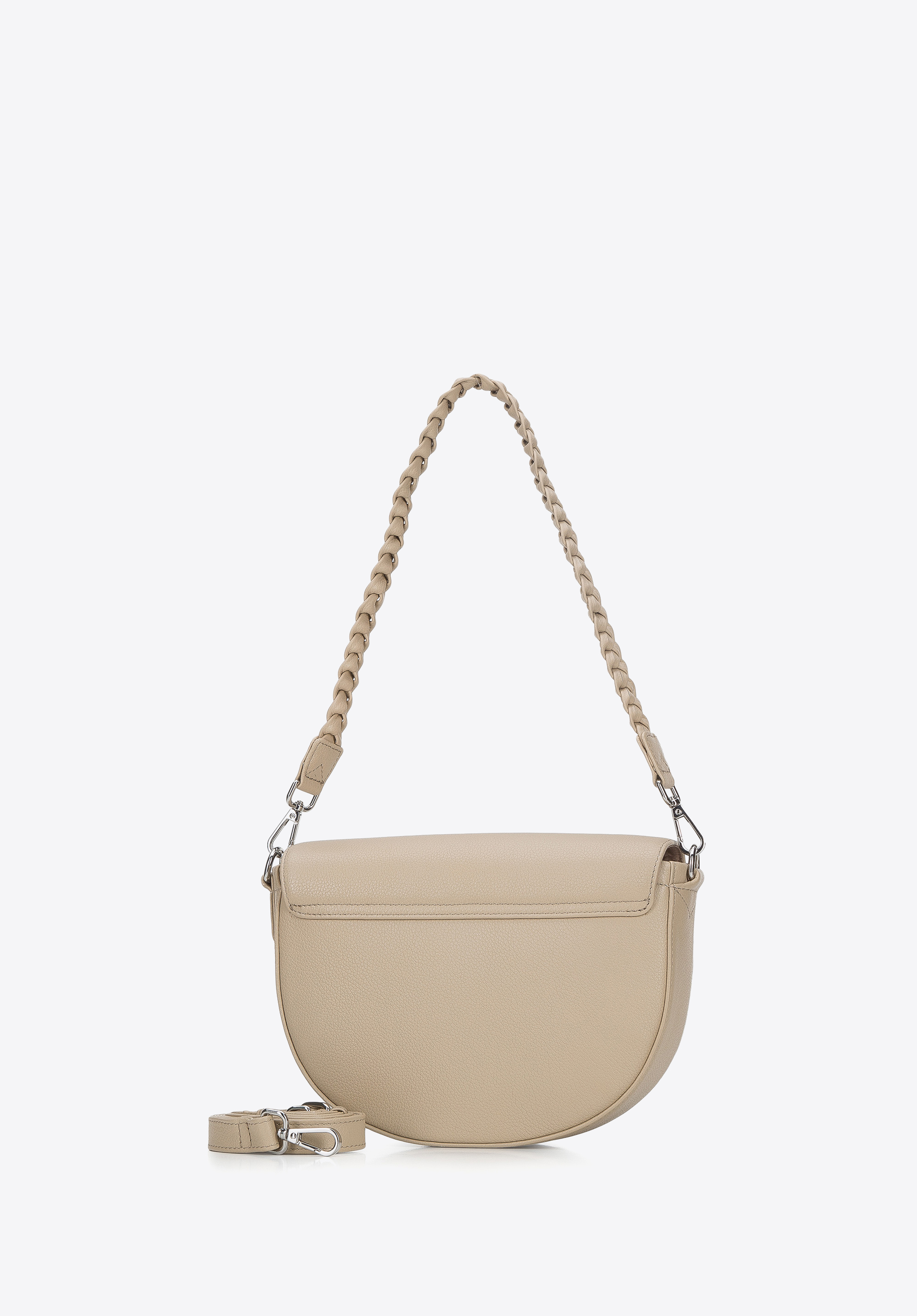 Torebka saddle bag skórzana z plecionym paskiem