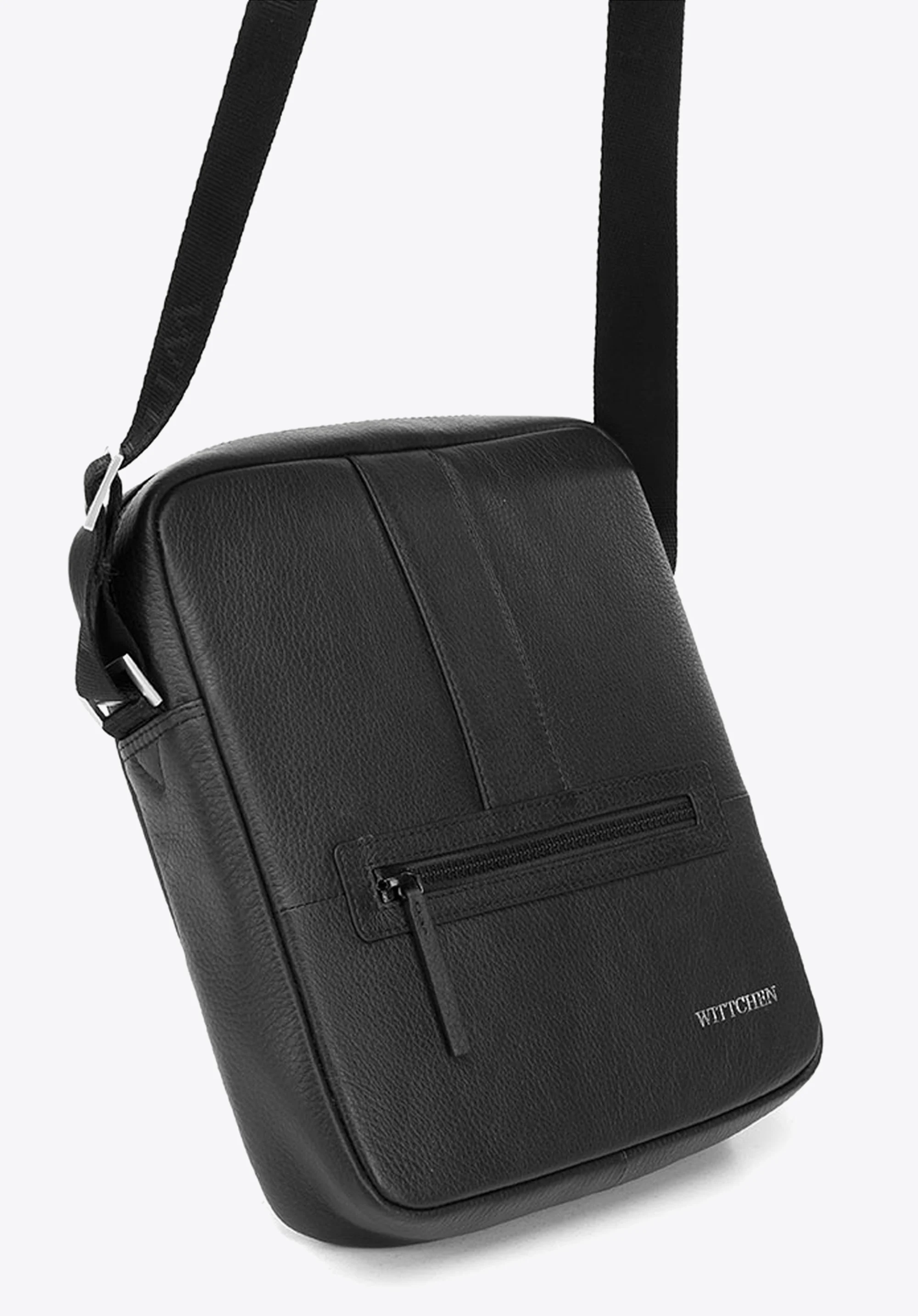 Męska listonoszka skórzana stębnowana średnia