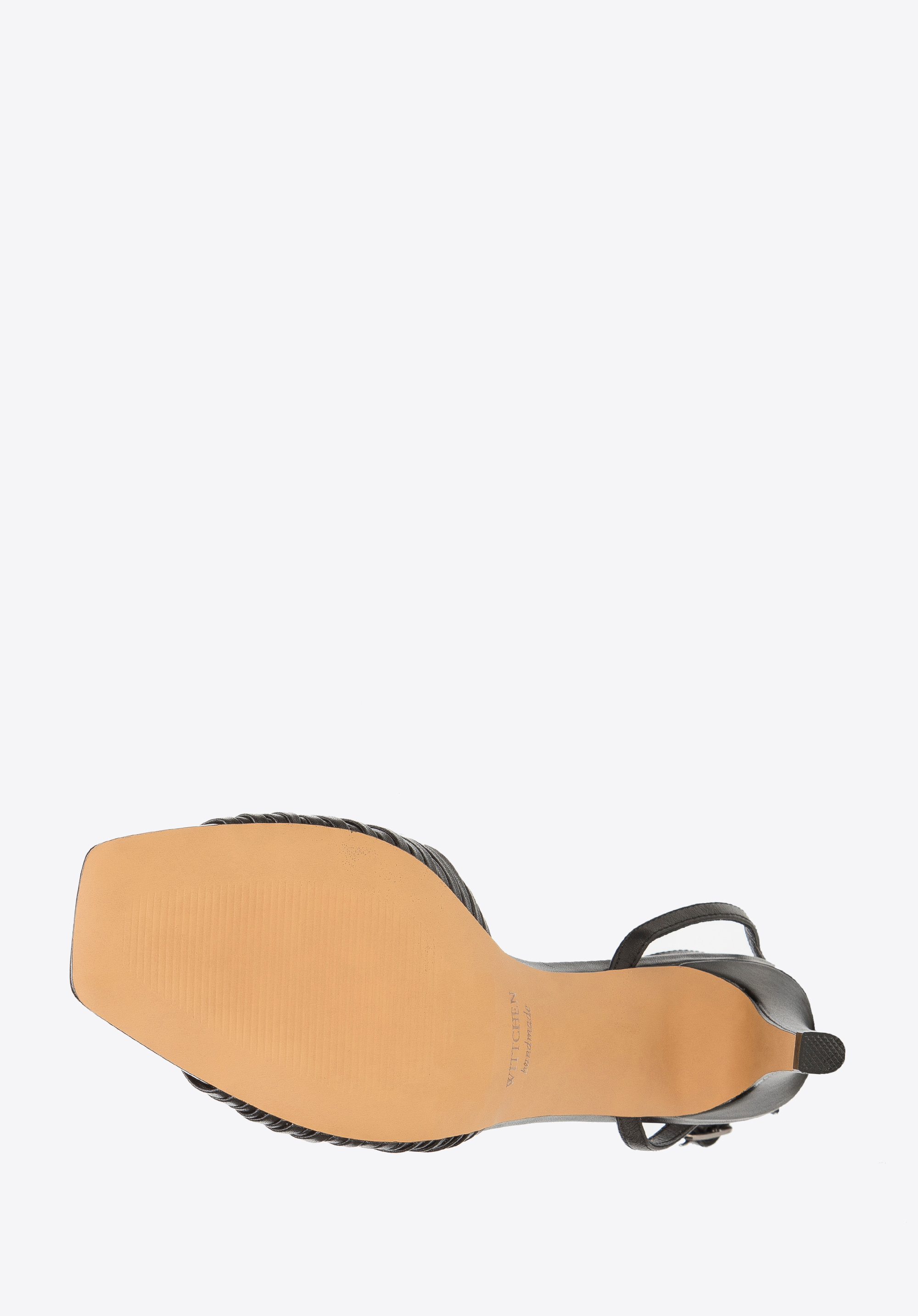 Damskie sandały skórzane z paseczkami na szpilce