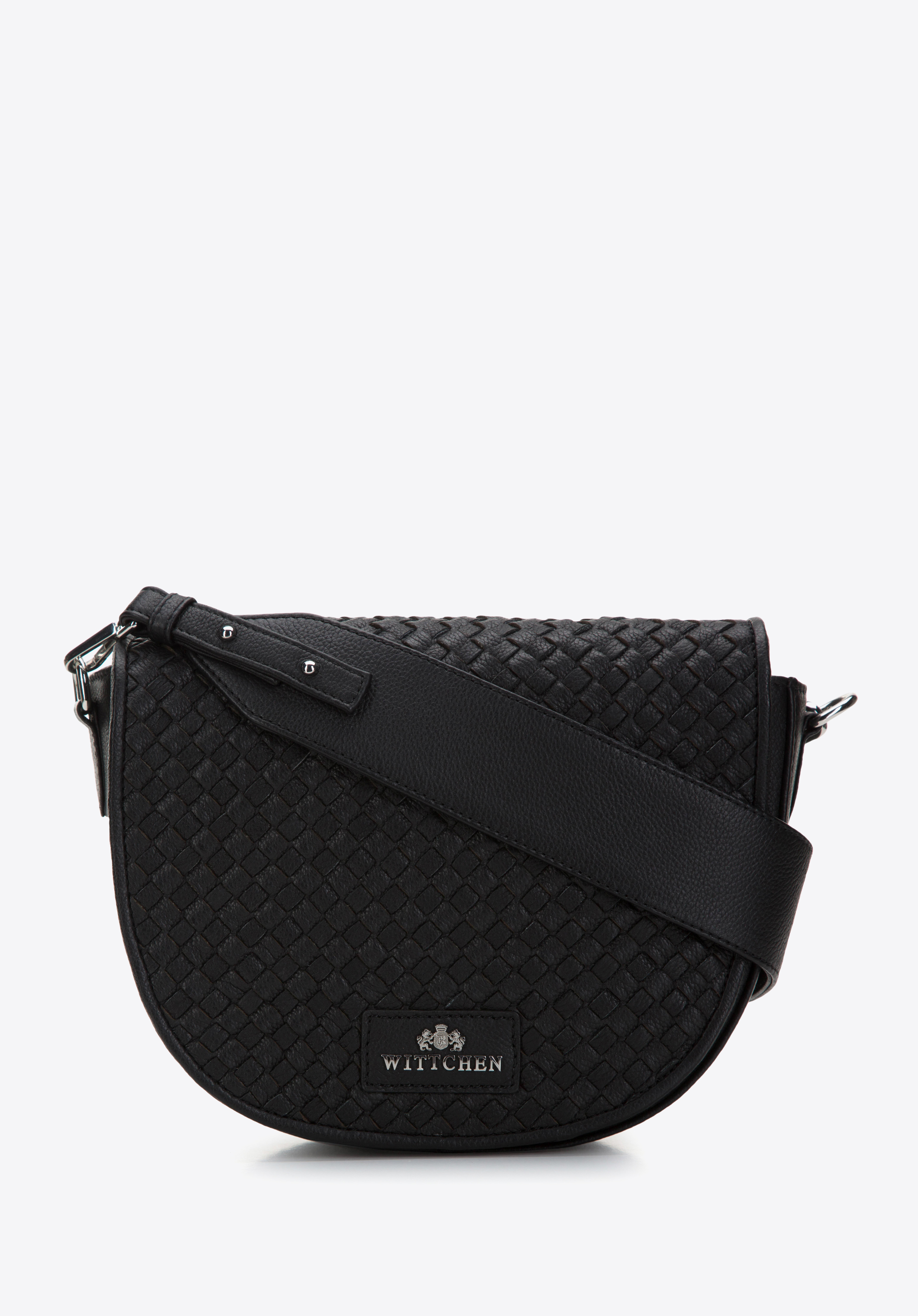 Damska listonoszka skórzana z plecionką na przodzie