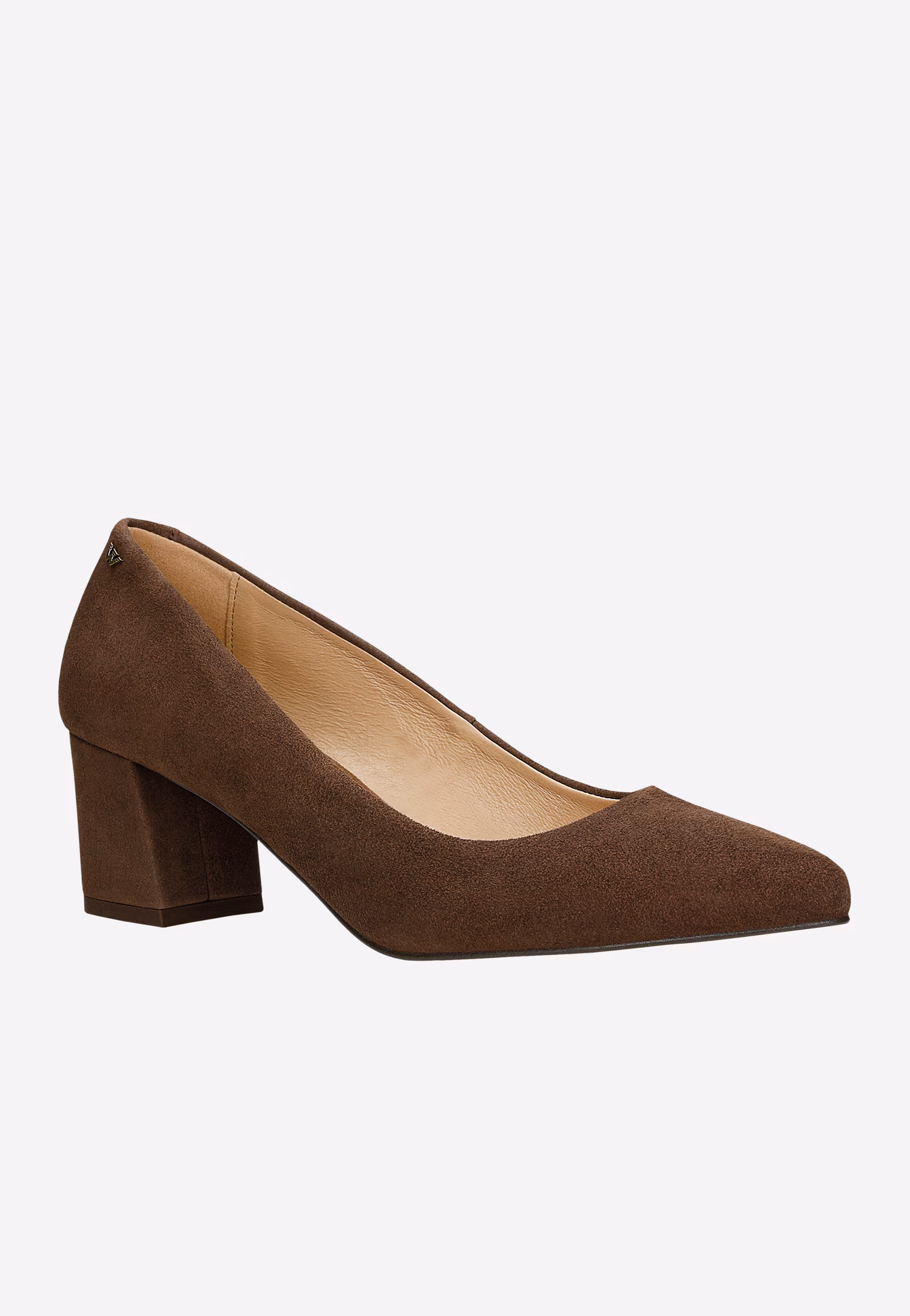 Beżowe lakierowane czółenka damskie na obcasie