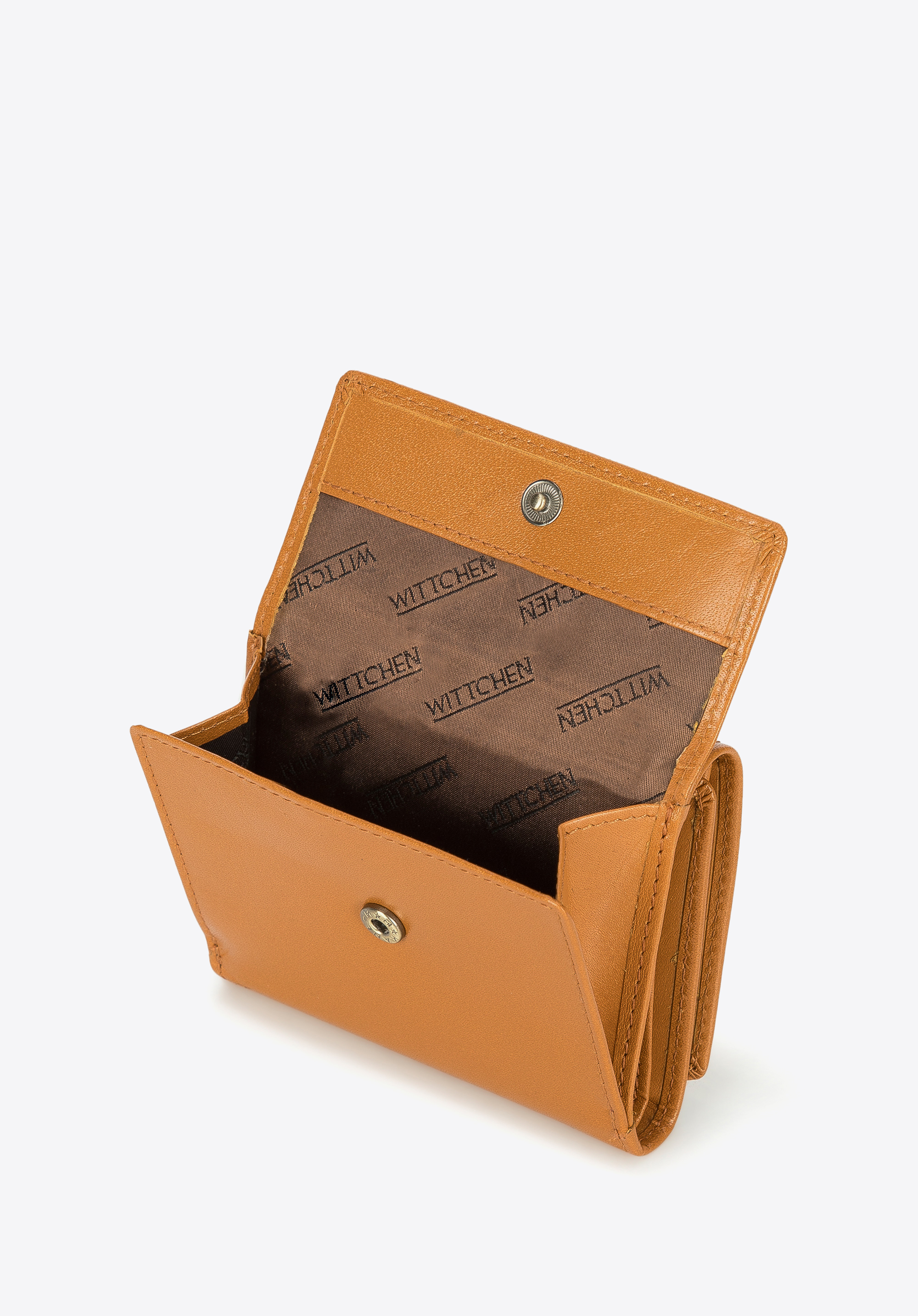 Damski portfel z gładkiej skóry dwustronny na zatrzask