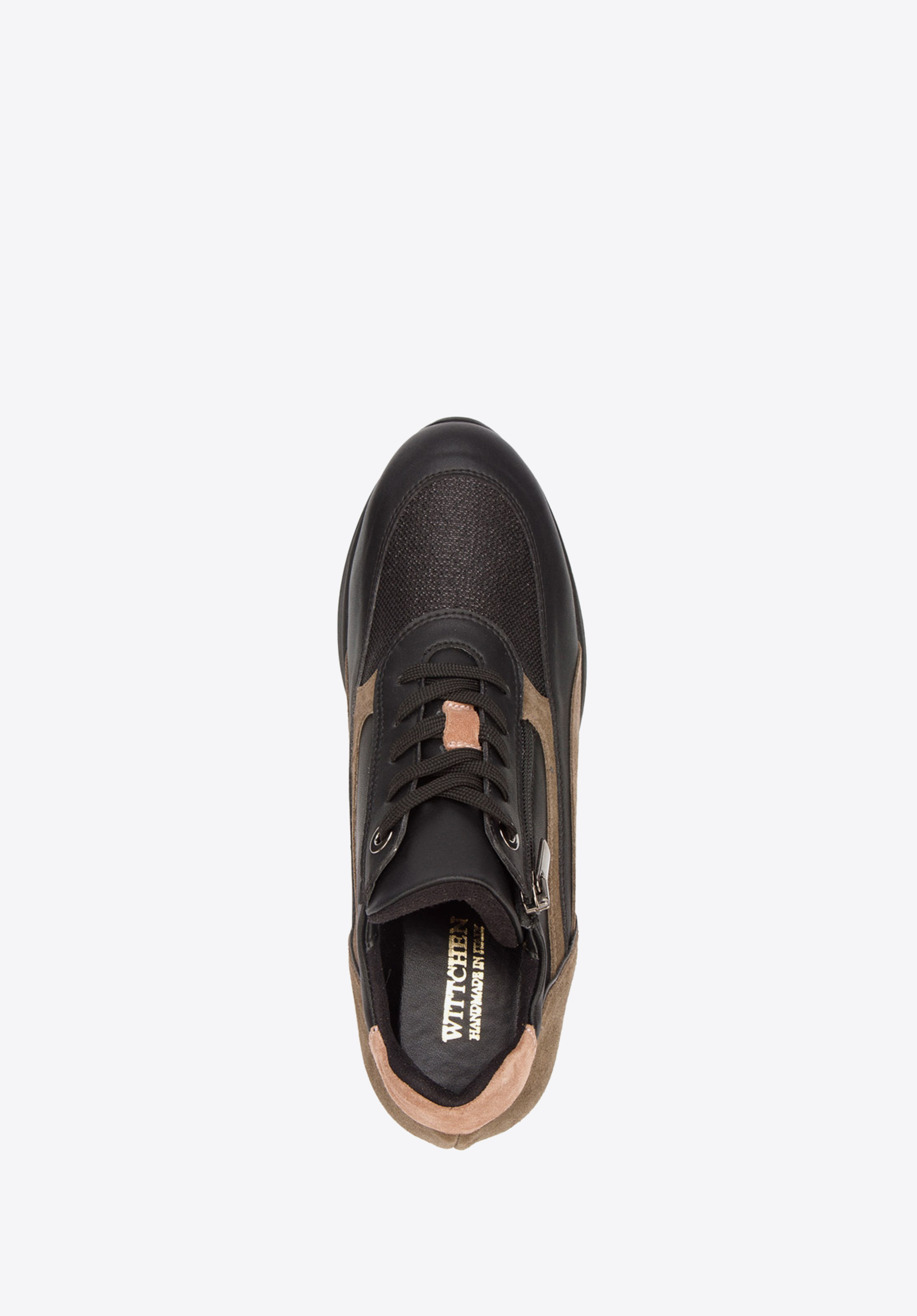 Damskie sneakersy zamszowe z suwakiem na platformie