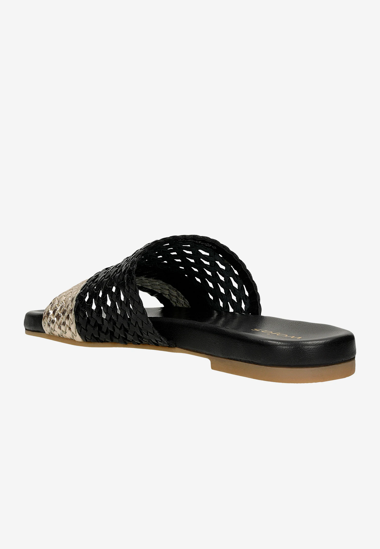Czarno-złote plecione klapki damskie
