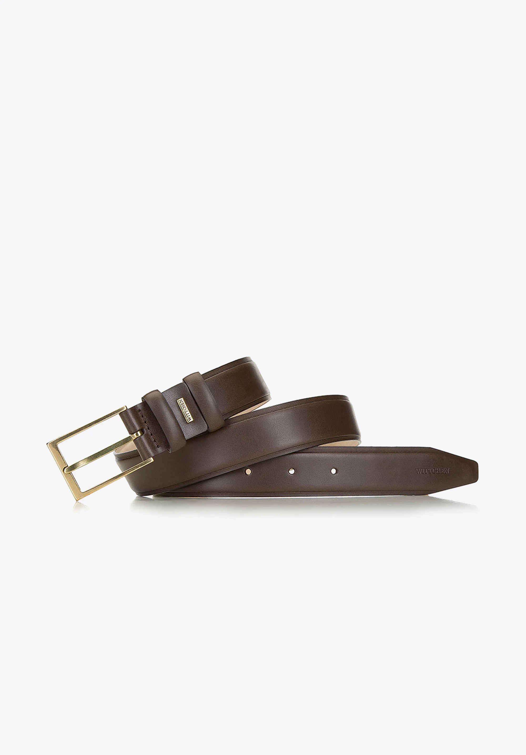 Męski pasek skórzany z mosiężną klamrą