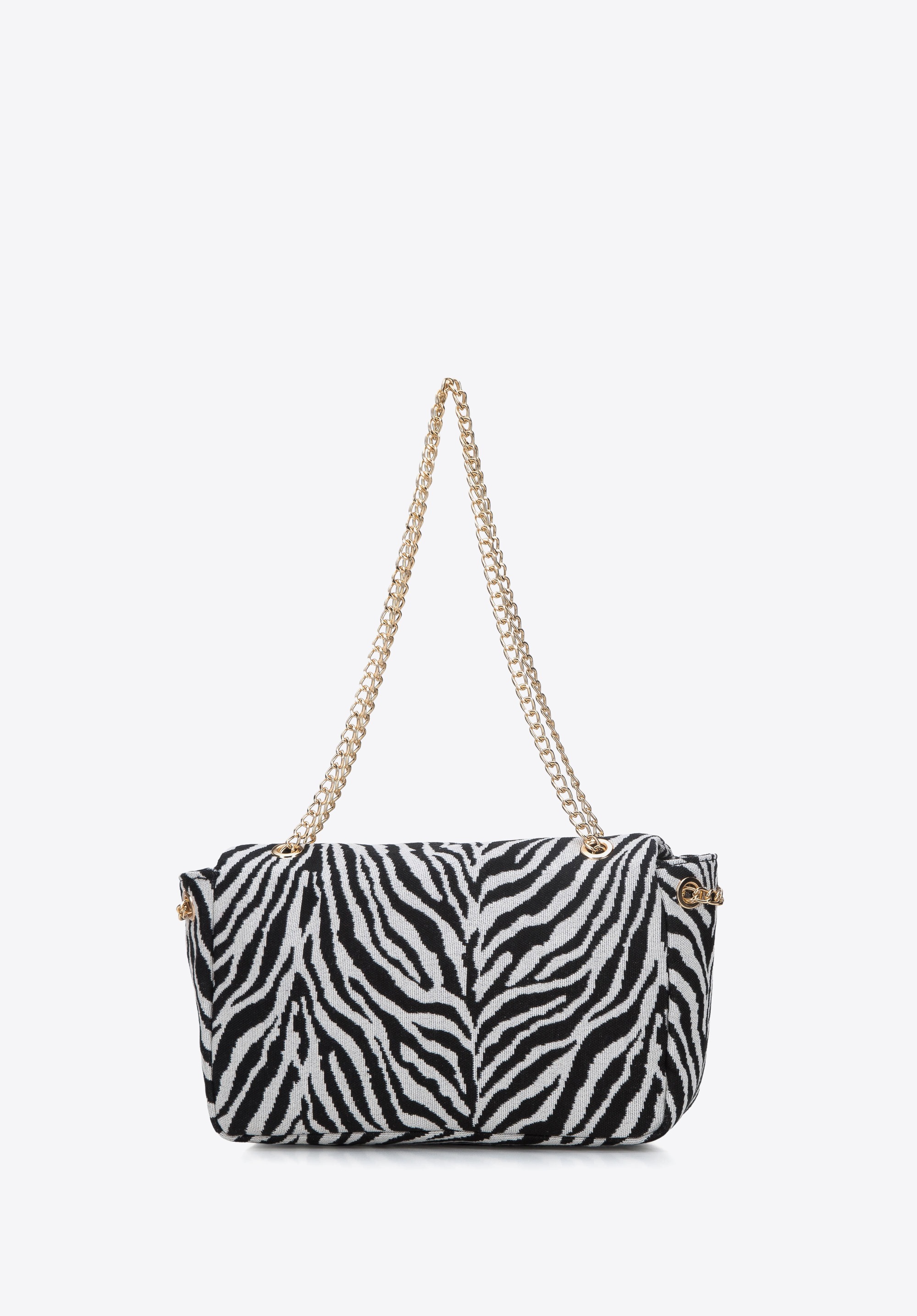 Damska torebka w zebrę na łańcuszku