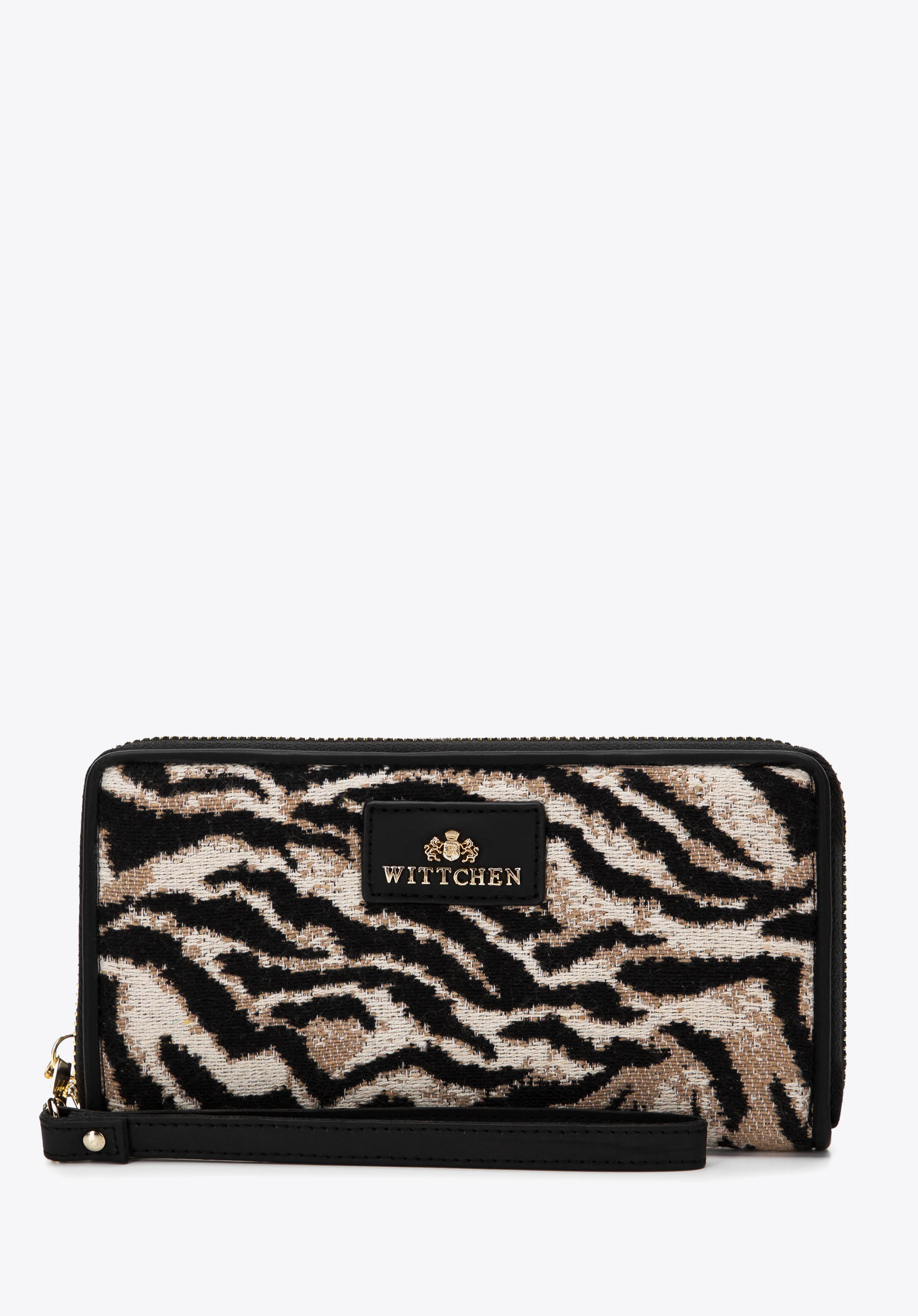 Damski portfel wzorzysty na suwak