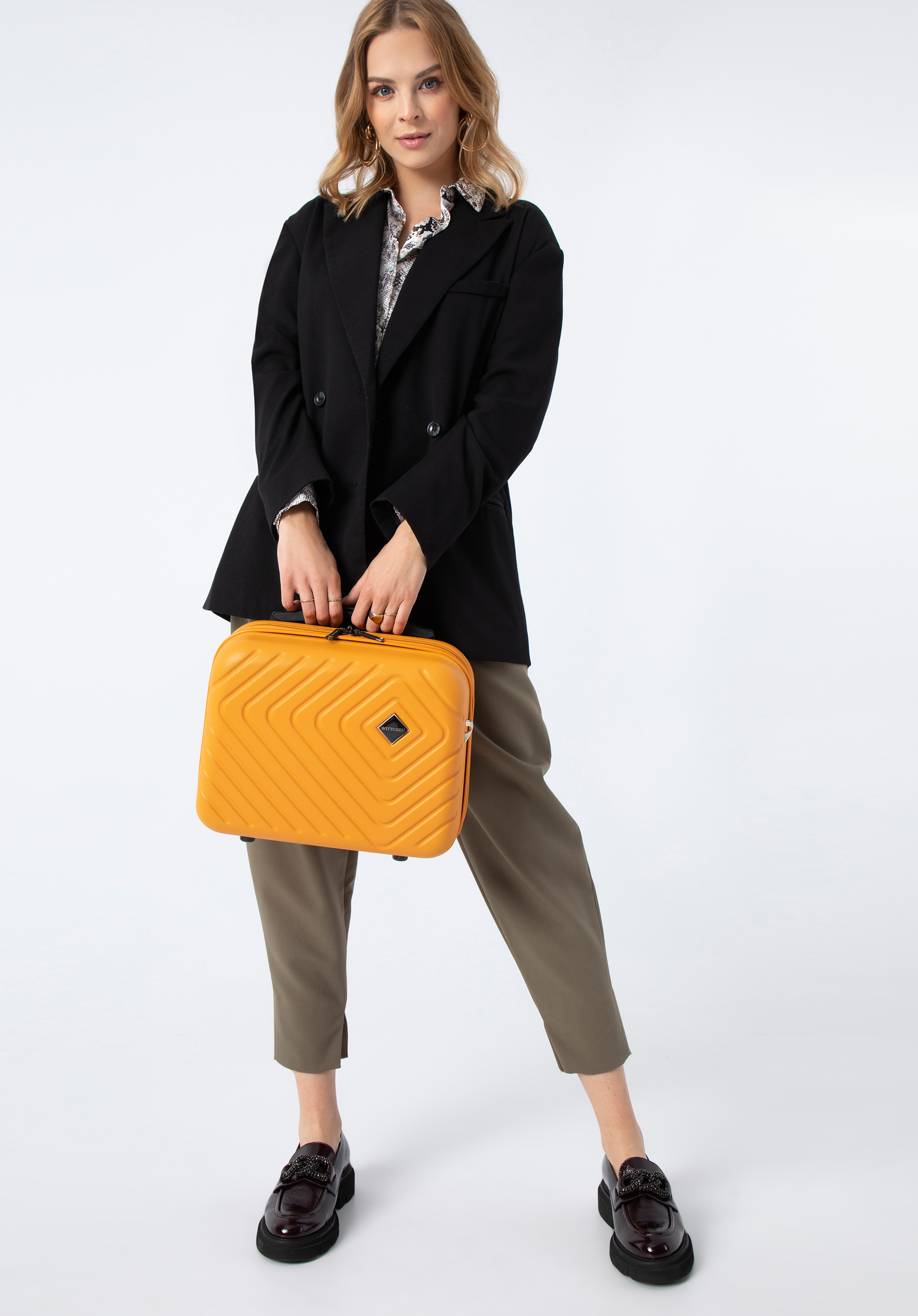 Walizka kabinowa z ABS-u z geometrycznym tłoczeniem