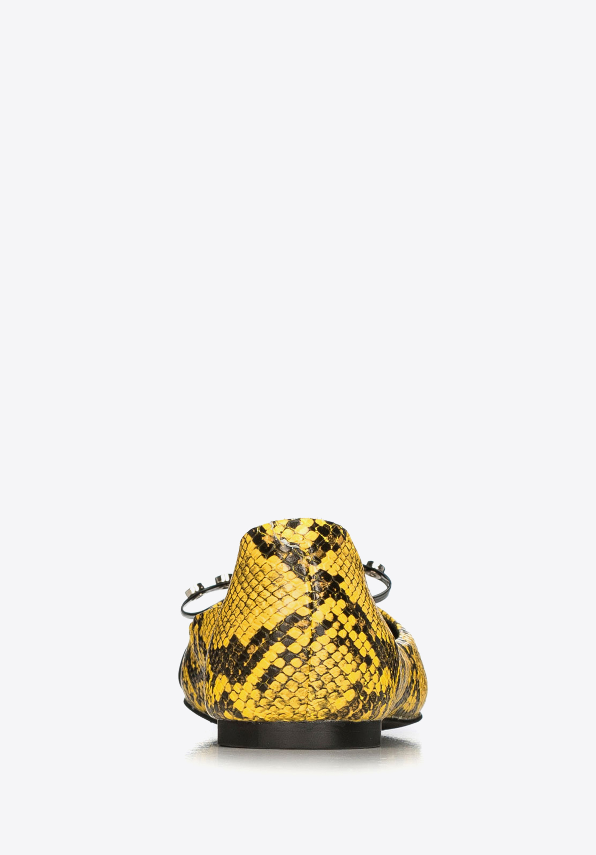 Baleriny ze skóry lizard z ćwiekami