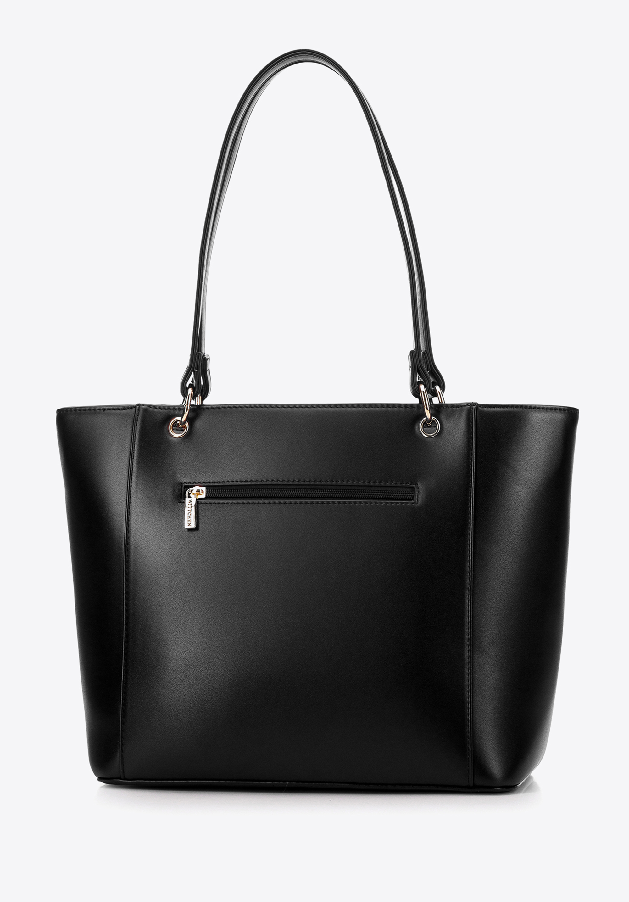 Torebka shopperka z ekoskóry z ozdobnymi kółkami