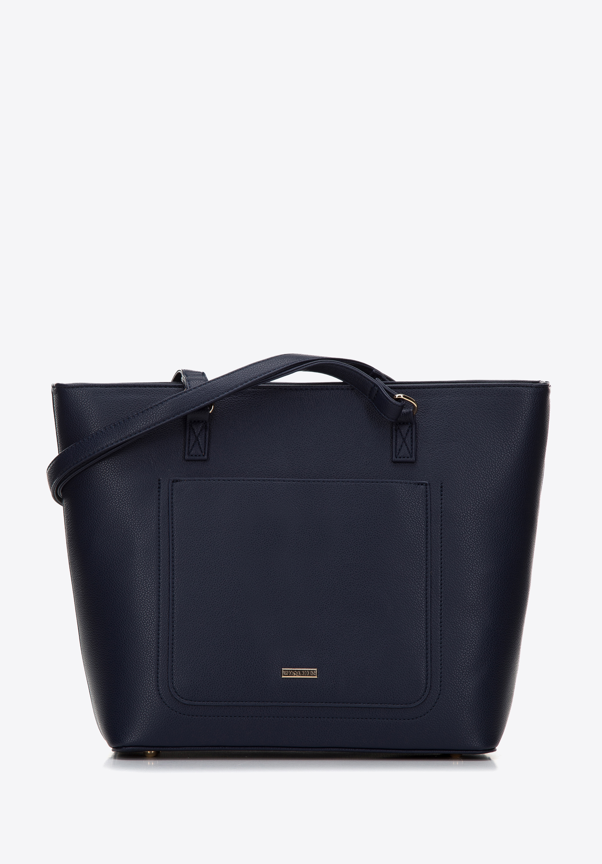 Torebka shopperka z ekoskóry z otwartą kieszenią z przodu