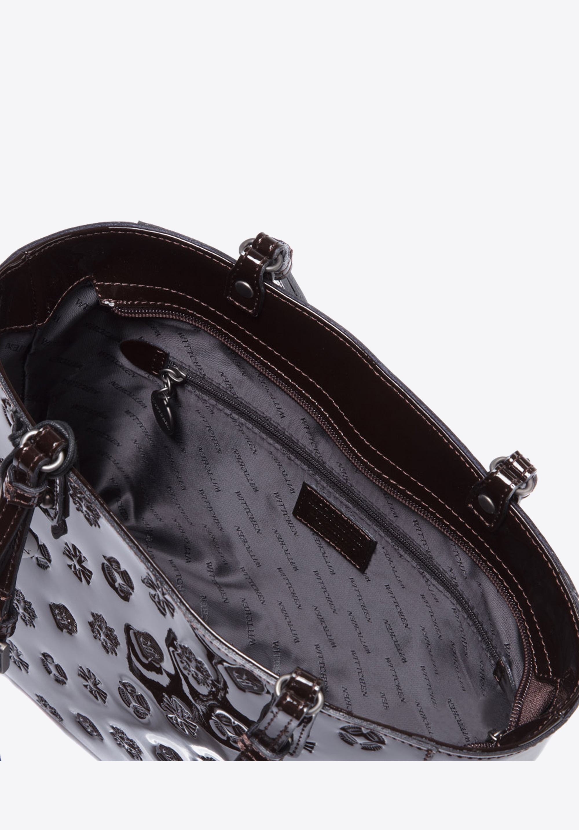 Kuferek skórzany lakierowany z monogramem