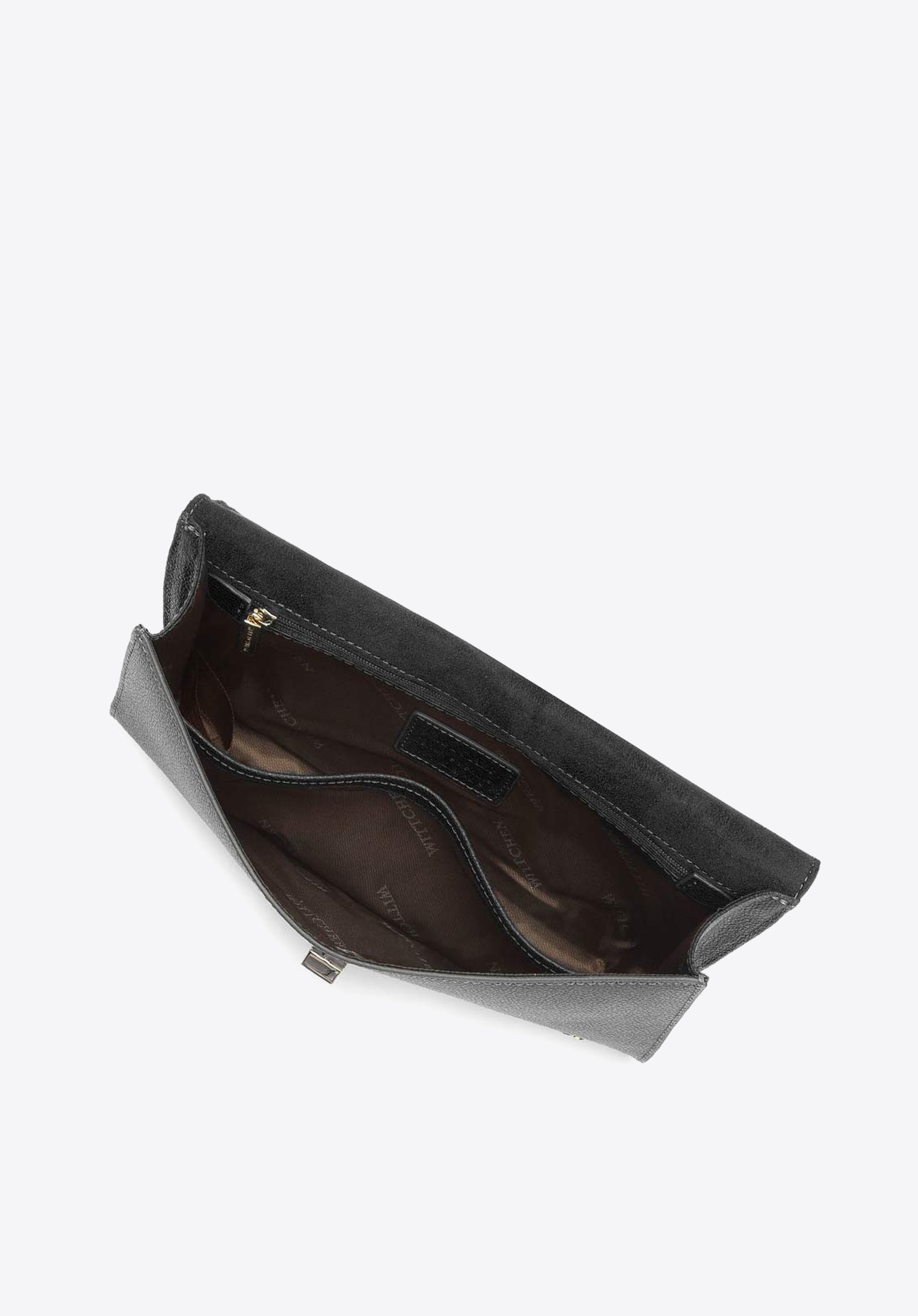 Kopertówka skórzana prosta z łańcuszkiem