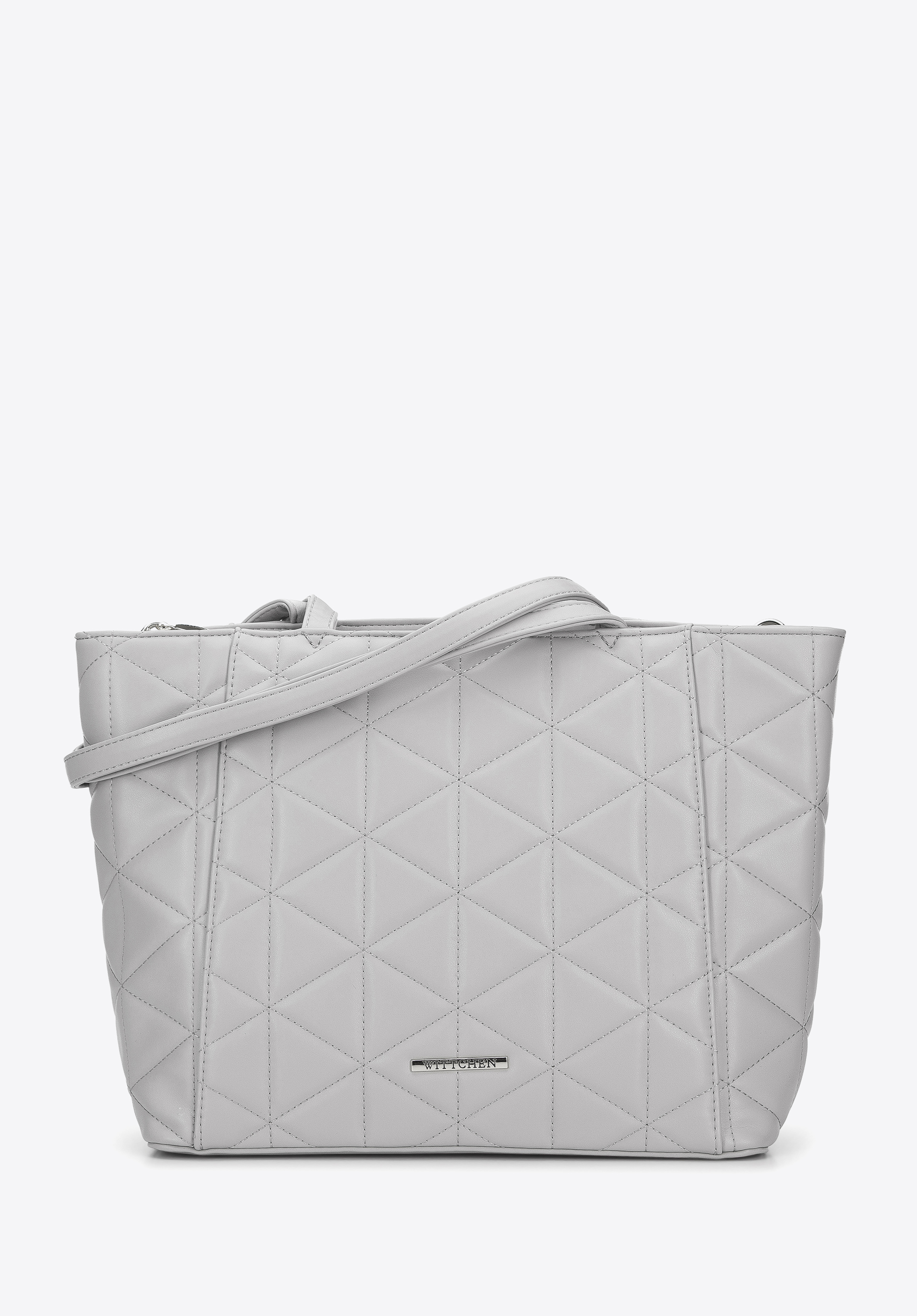 Torebka shopperka z ekoskóry pikowanej w trójkąty