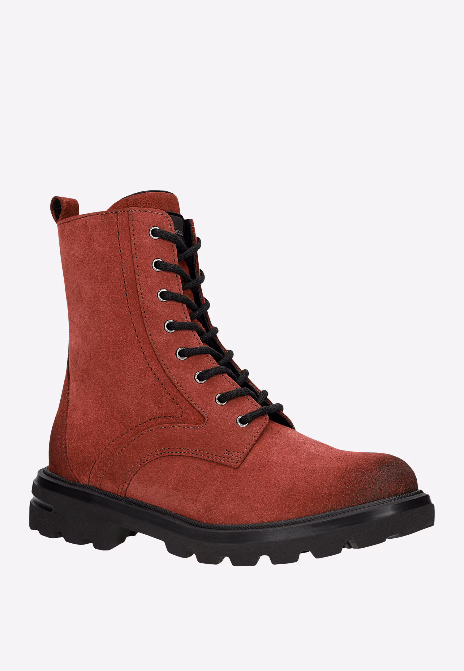 Bordowe ocieplane trzewiki damskie z dwoiny welurowej