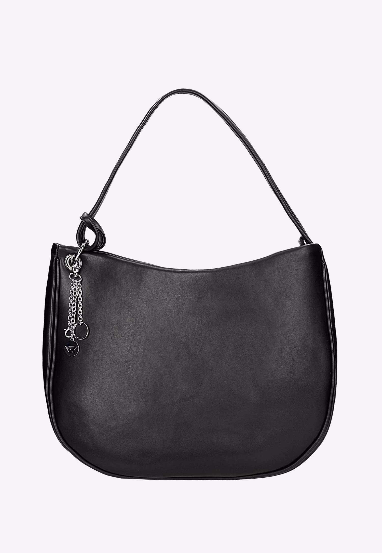 Czarna skórzana torebka damska z breloczkiem