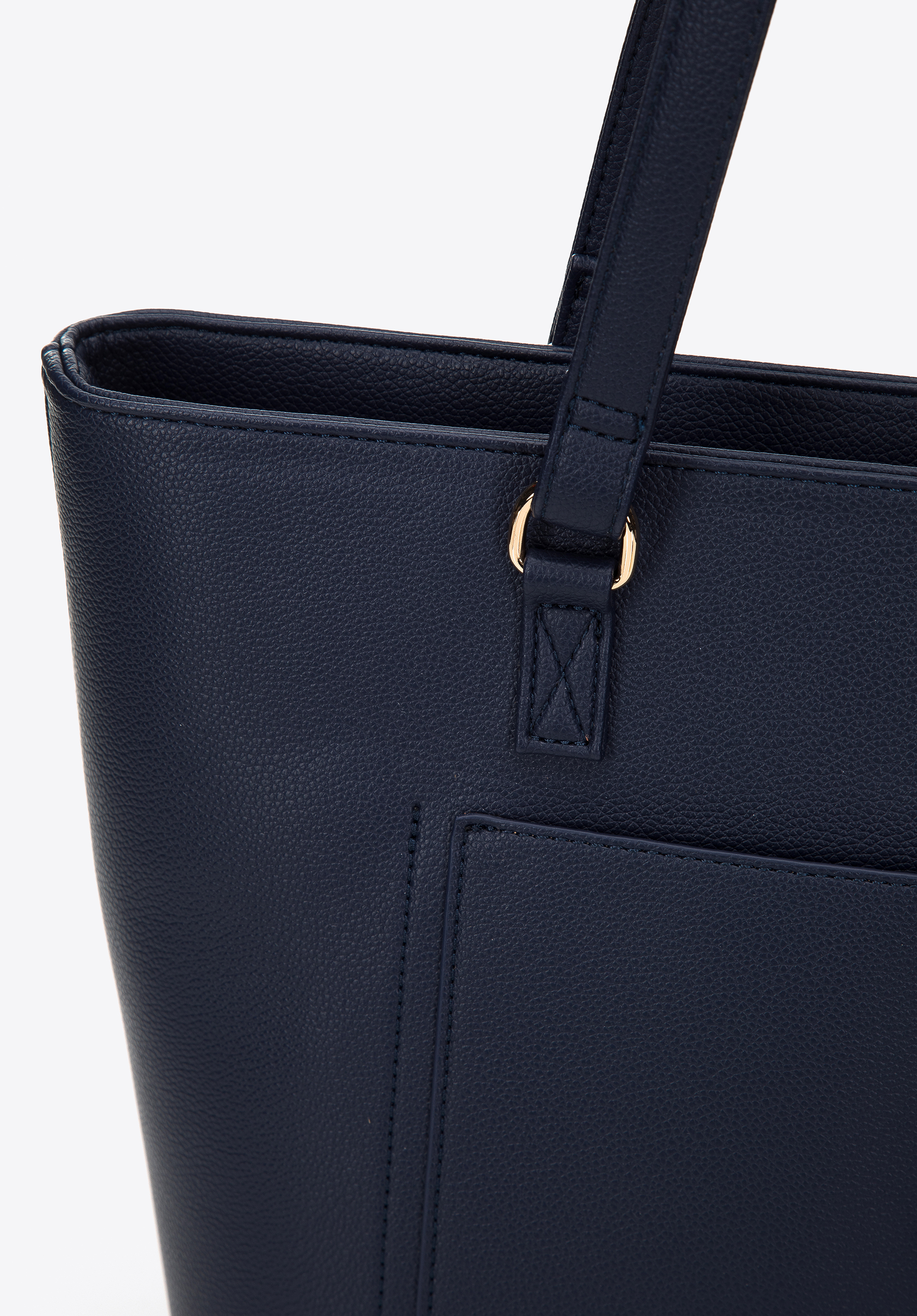 Torebka shopperka z ekoskóry z otwartą kieszenią z przodu