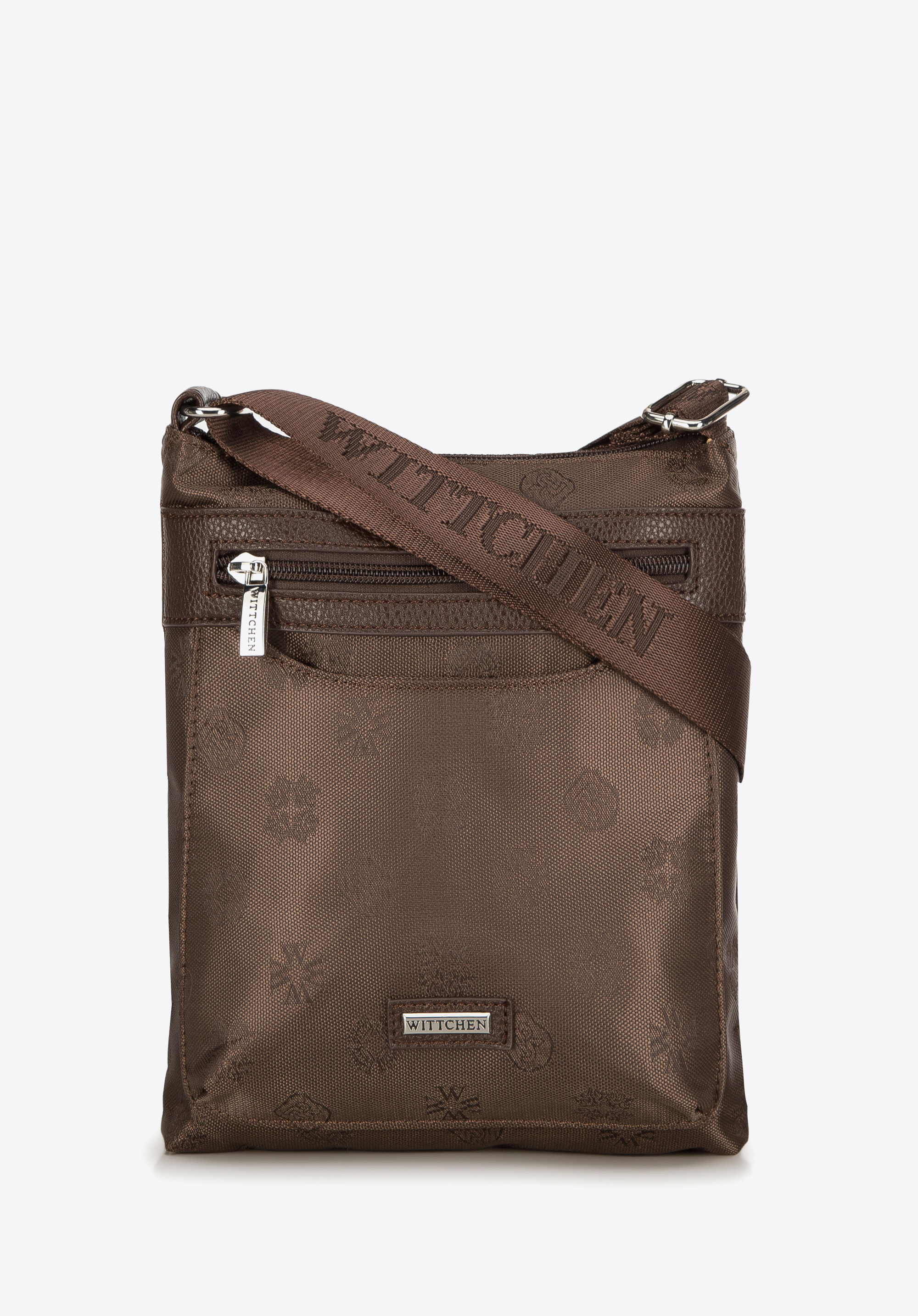 Damska listonoszka z tkaniny w logo z suwakiem