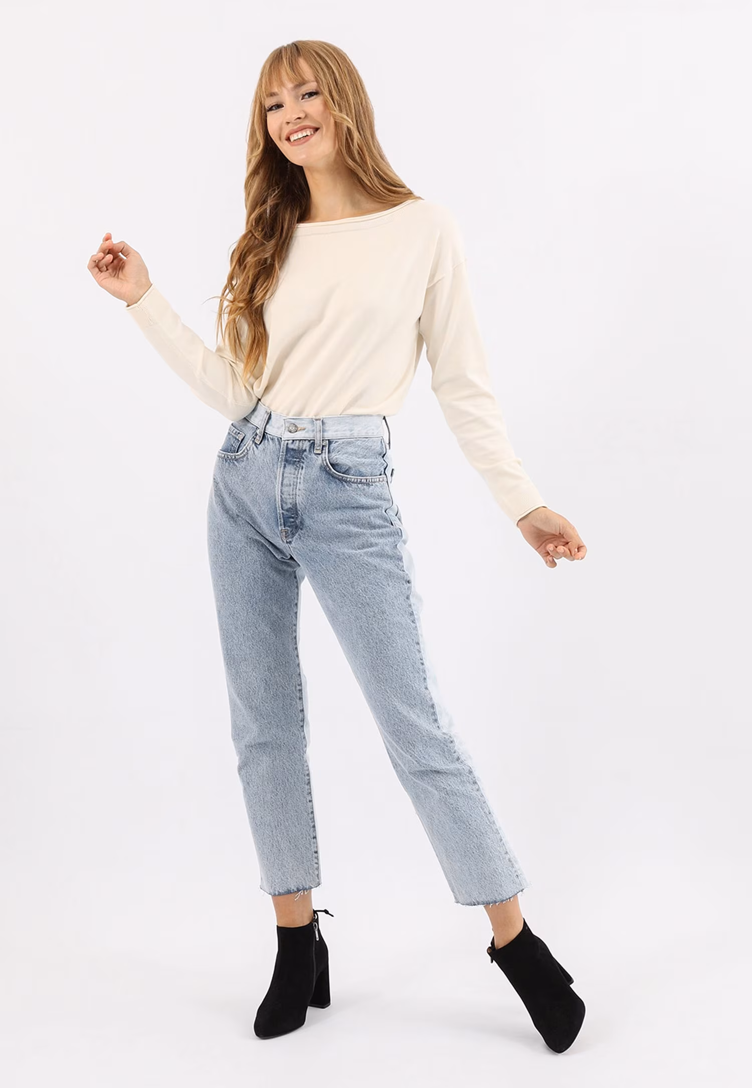 Jasnobrązowe welurowe botki damskie na słupku