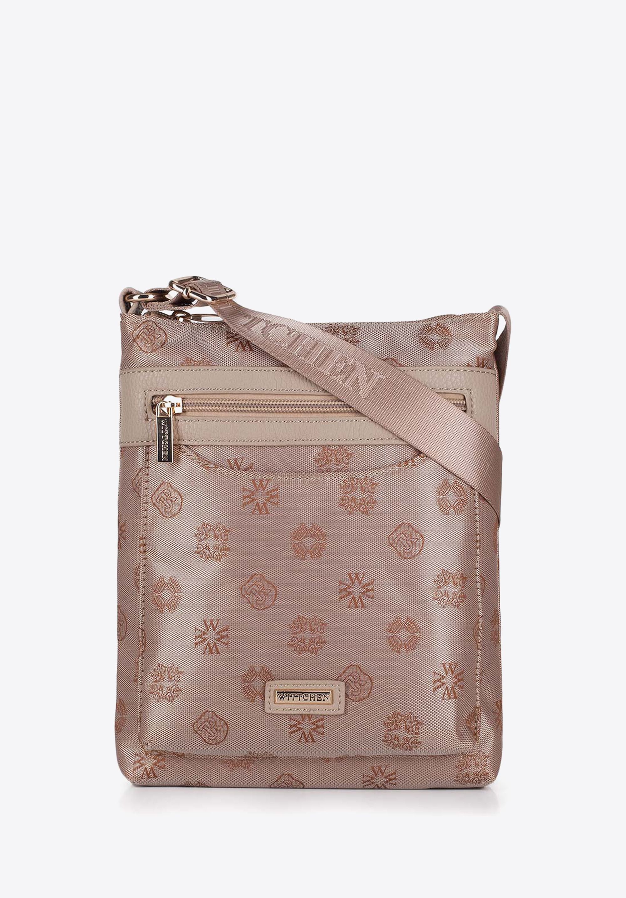 Damska listonoszka z tkaniny w logo z suwakiem