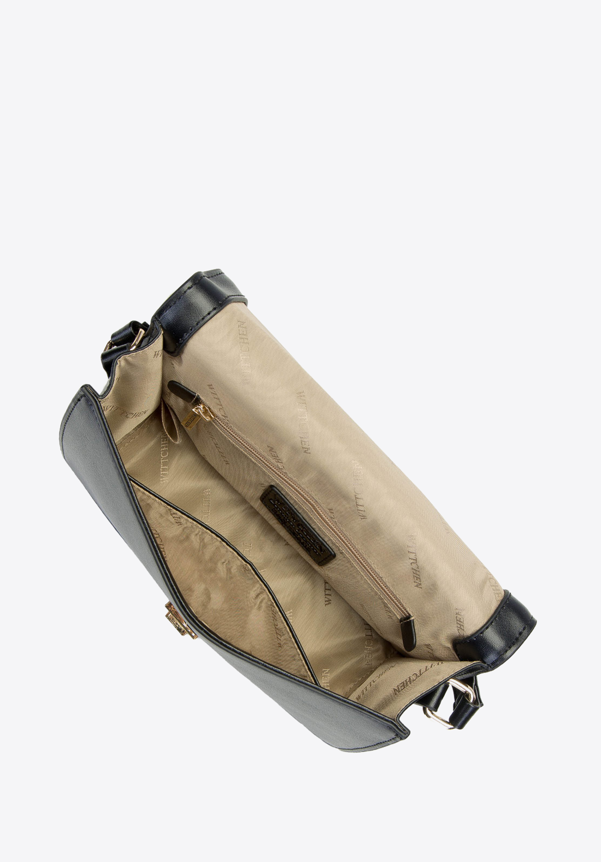 Damska listonoszka skórzana z pokryciem bouclé