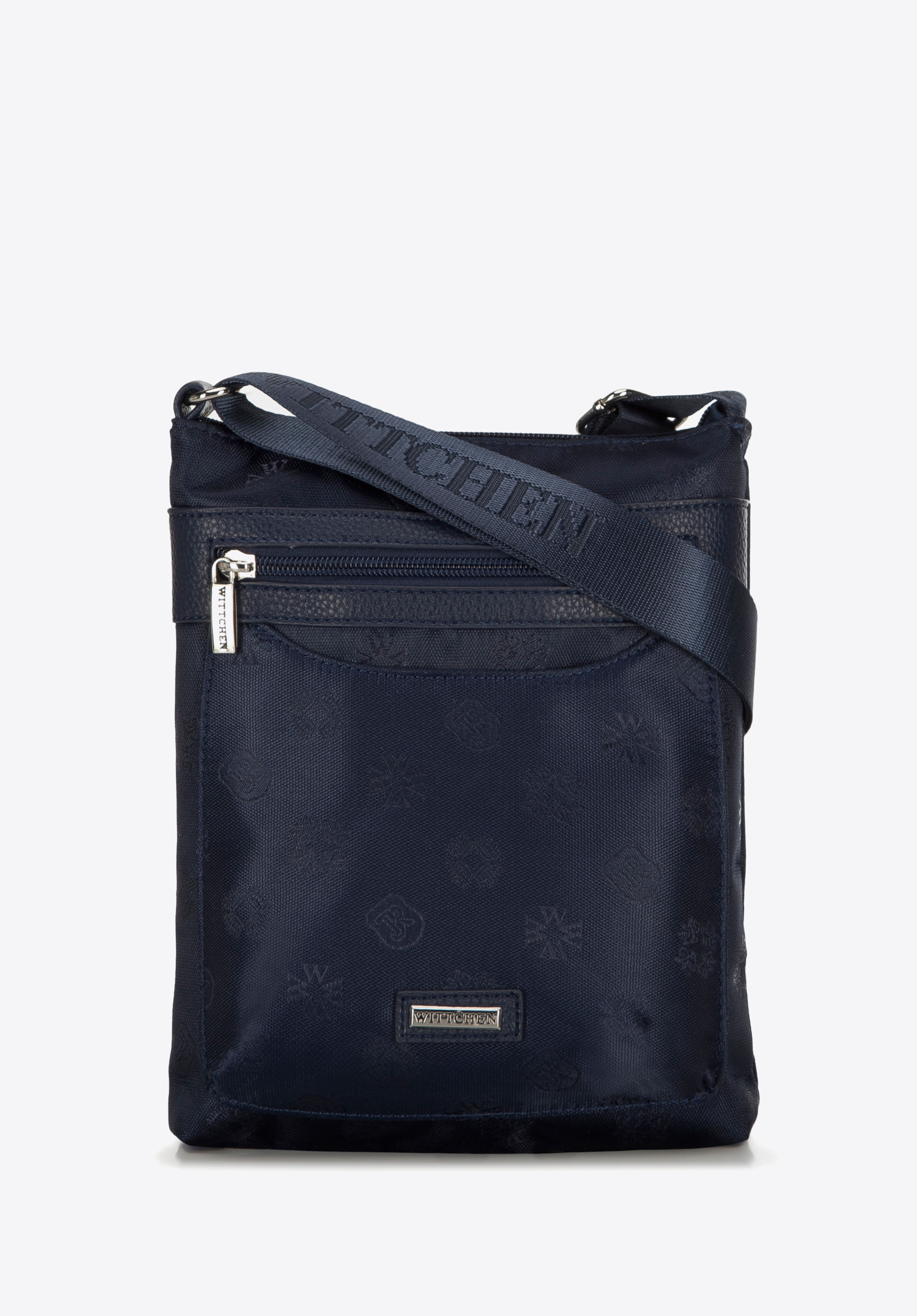 Damska listonoszka z tkaniny w logo z suwakiem