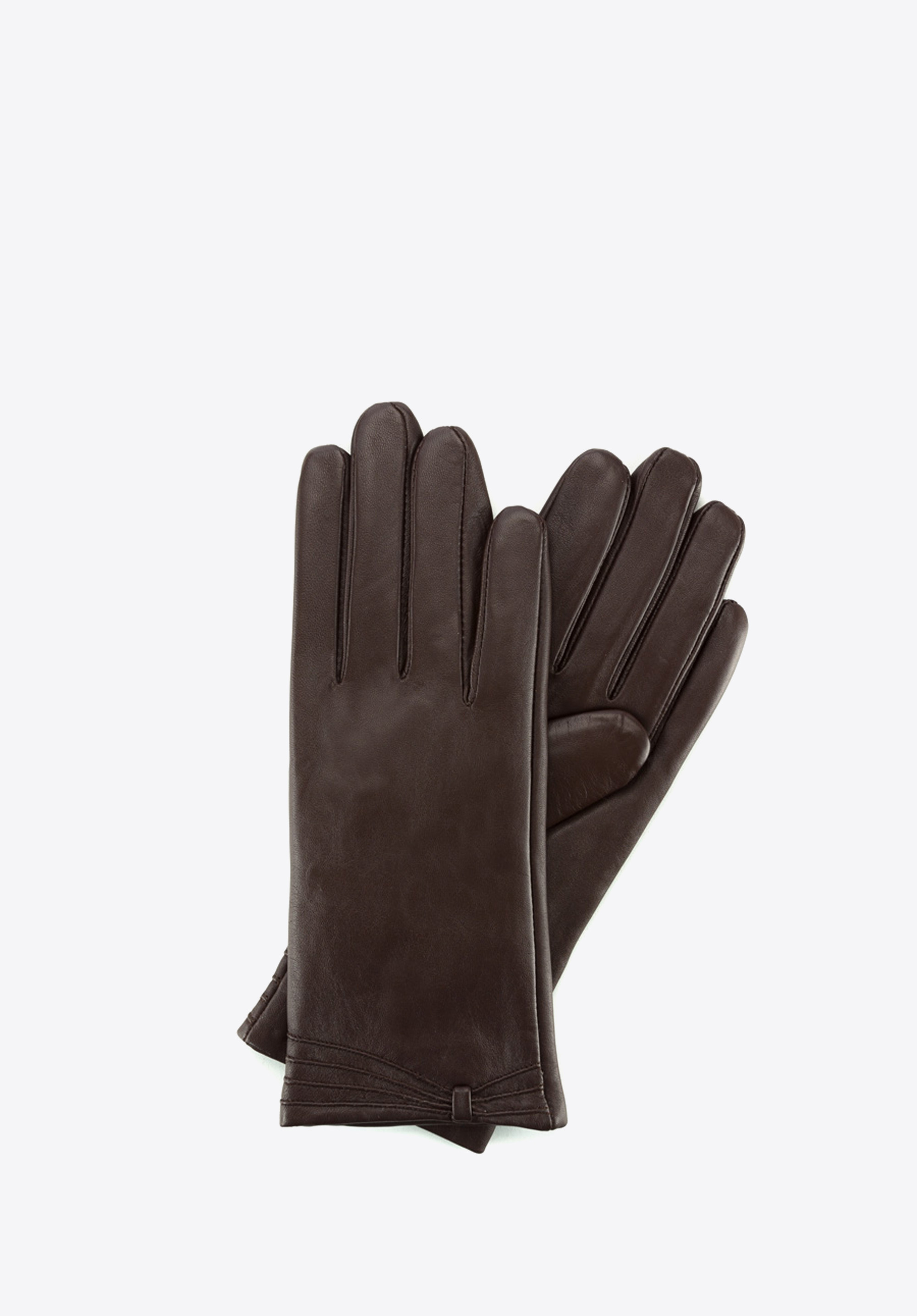 Damskie rękawiczki ze skóry z przeszyciami