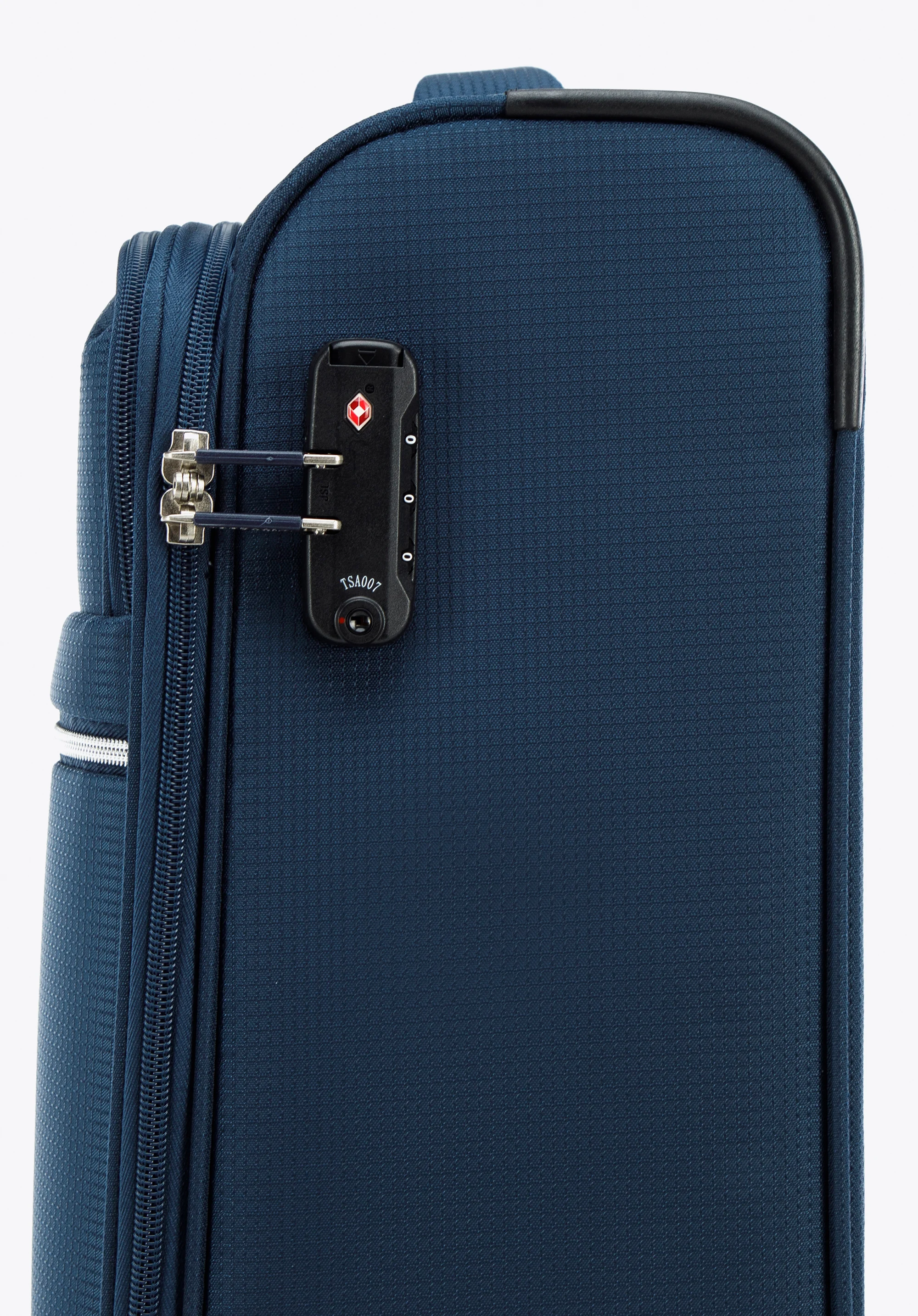 Średnia walizka miękka z błyszczącym suwakiem z przodu