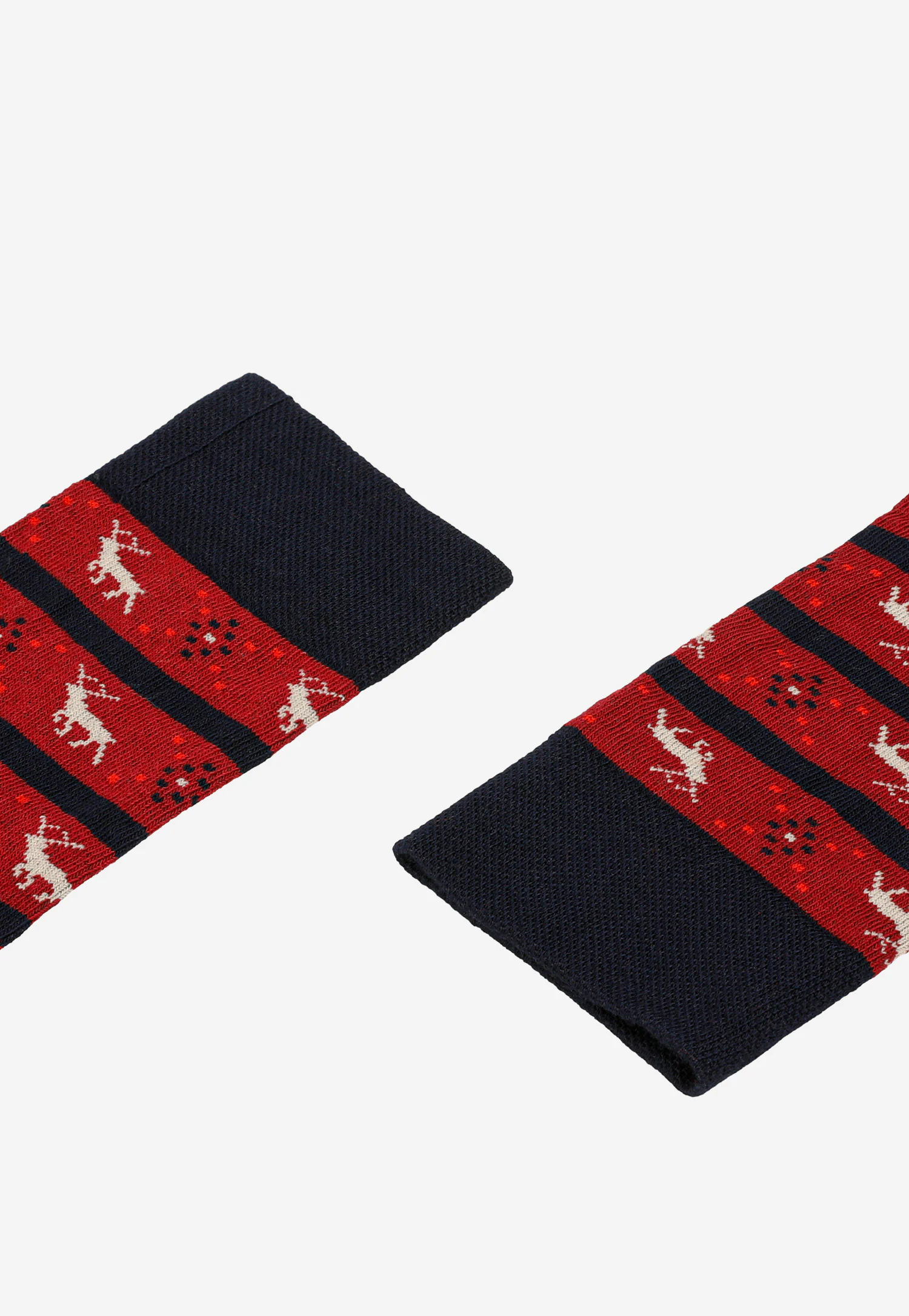 Czerwono-granatowe bawełniane skarpety z motywem świątecznym