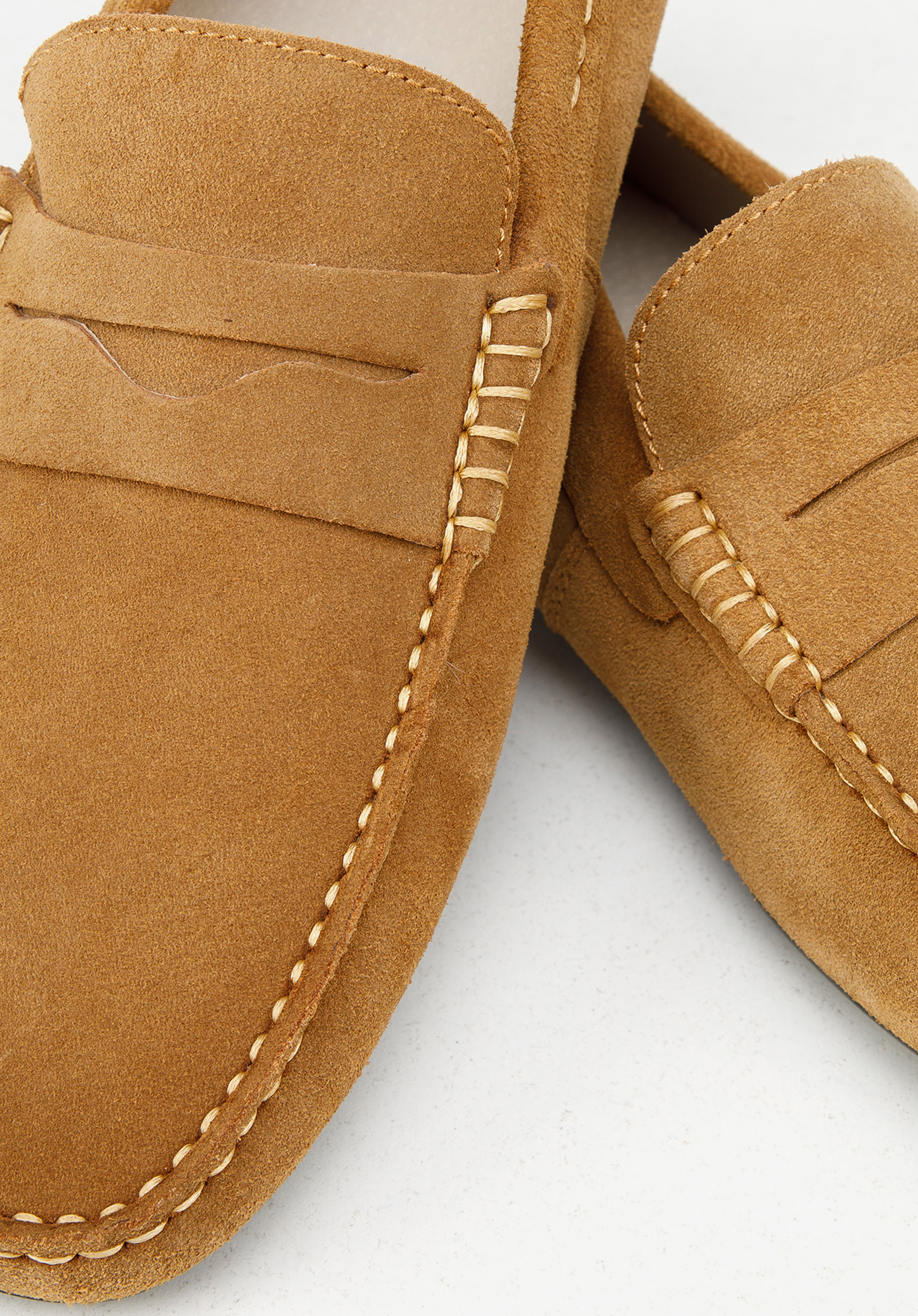 Męskie mokasyny pensówki zamszowe na giętkiej podeszwie