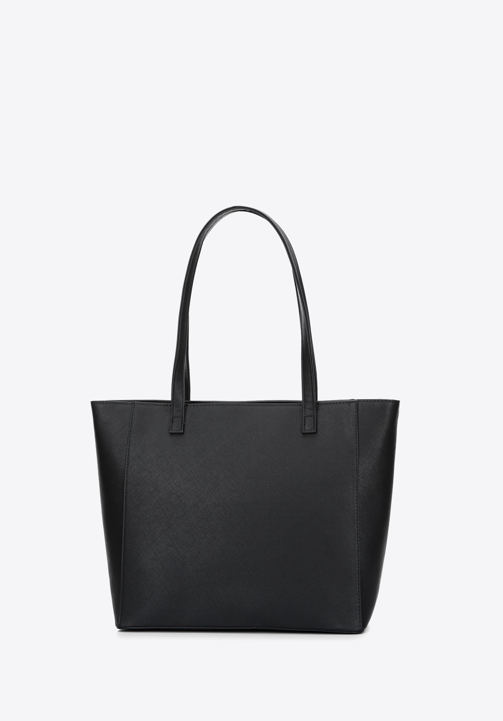 Torebka shopperka z ekoskóry saffiano z kieszenią z przodu