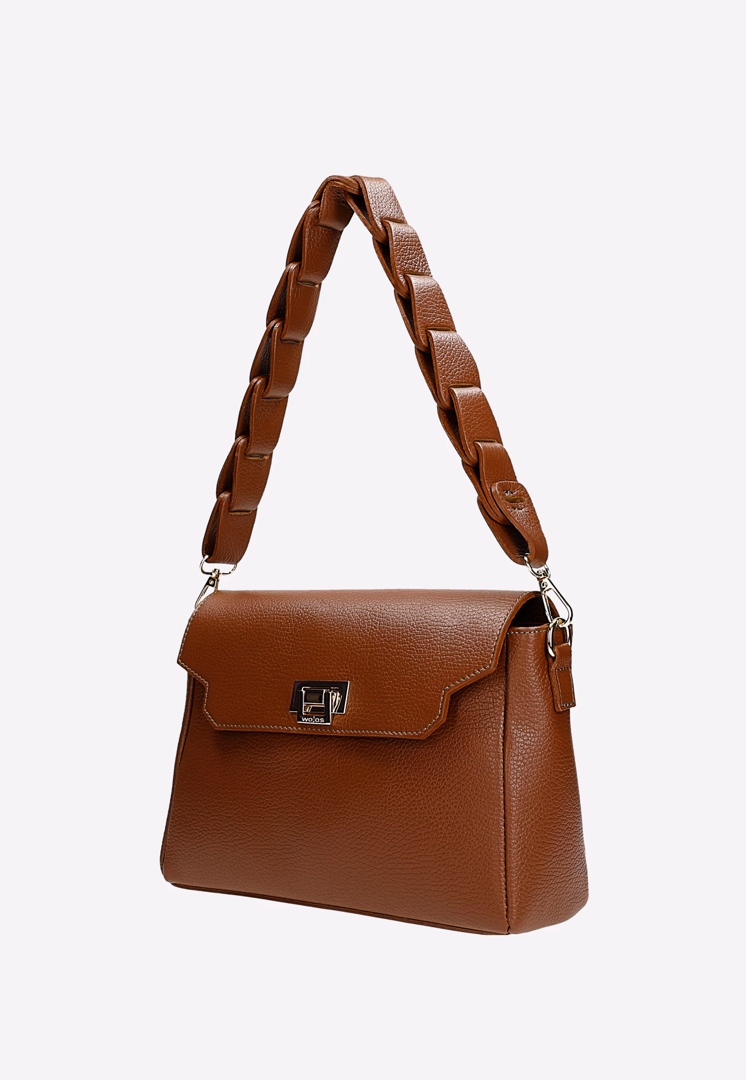 Mała brązowa torebka damska z gładkiej skóry licowej