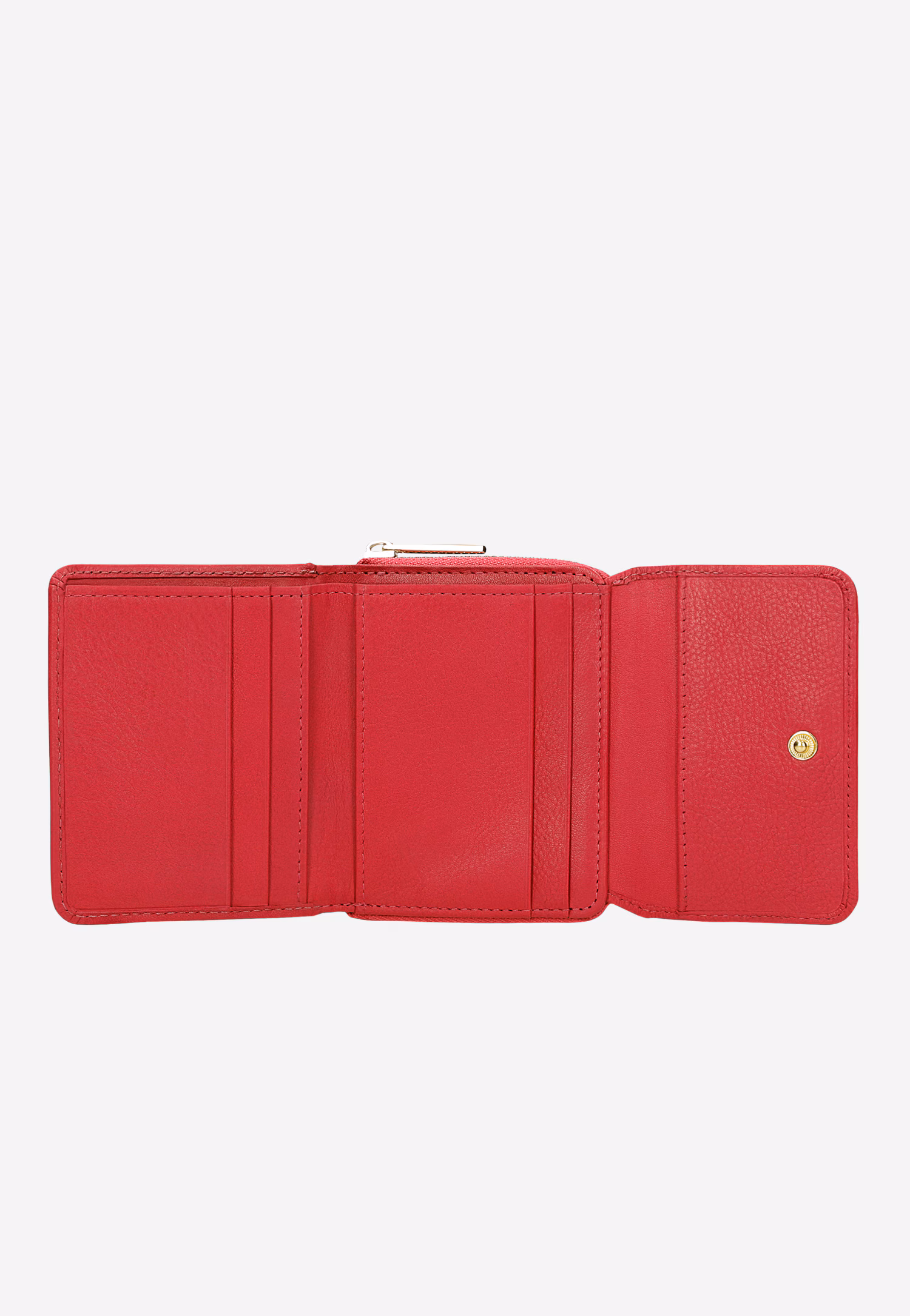 Mały czerwony portfel damski ze skóry licowej