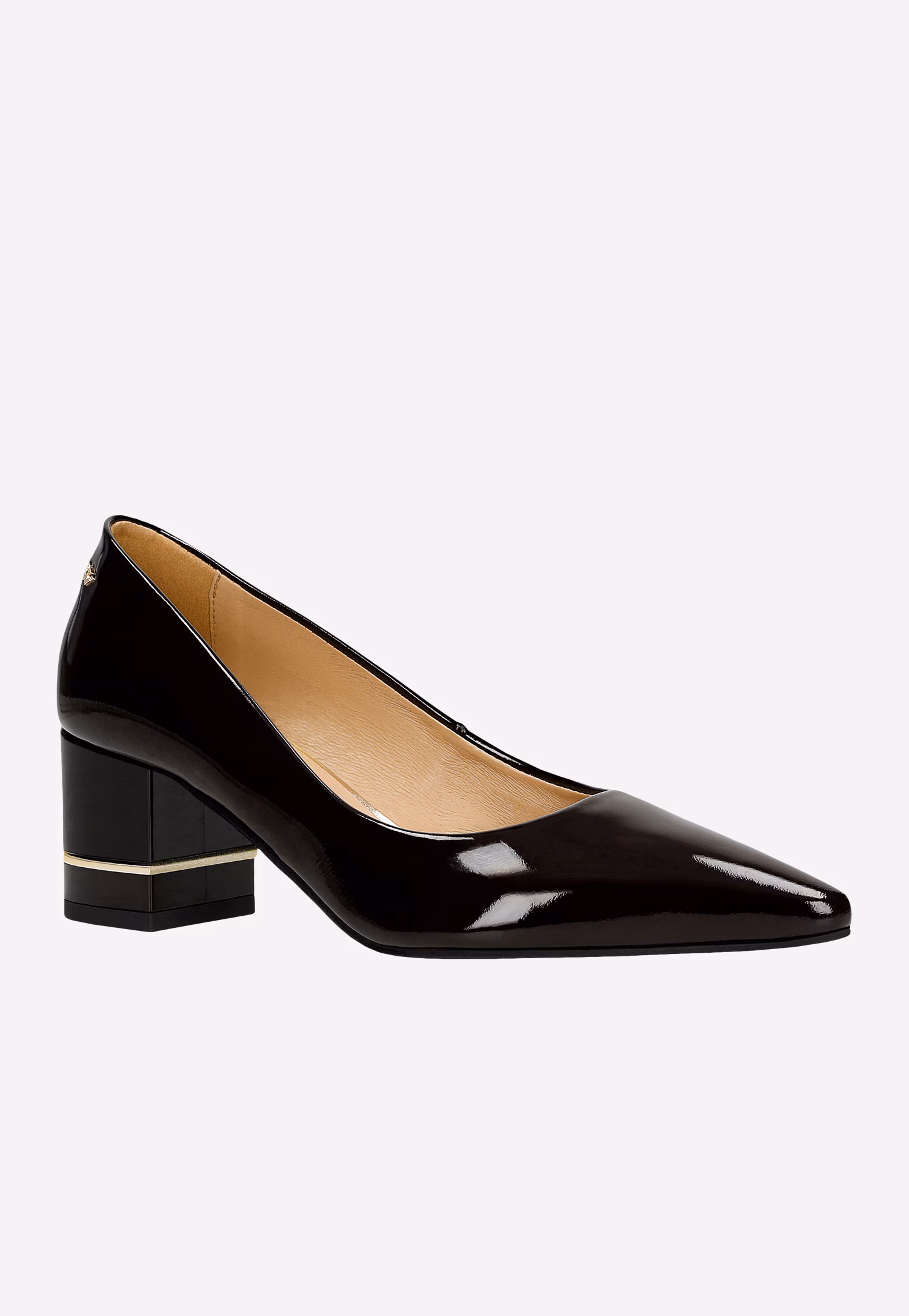 Bordowe czółenka damskie na ozdobionym obcasie