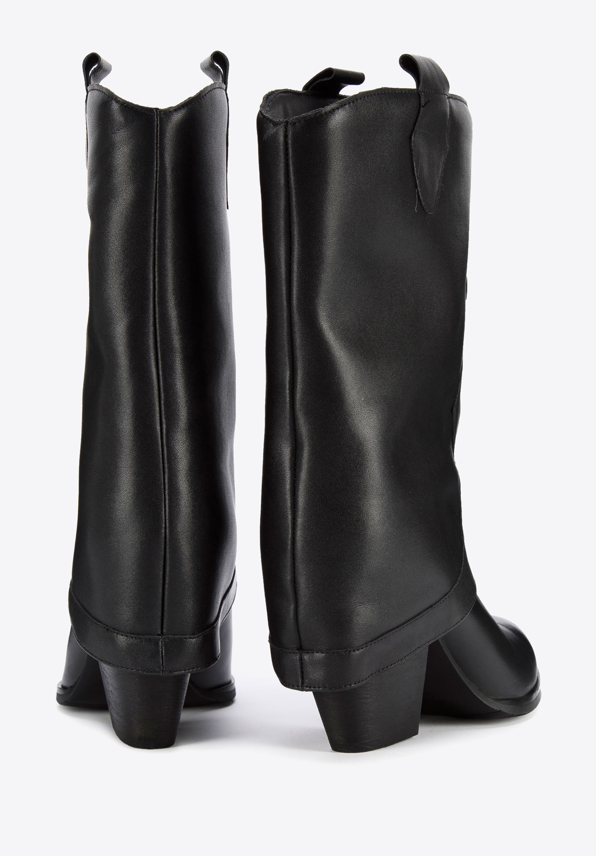 Damskie kowbojki skórzane z nakładką