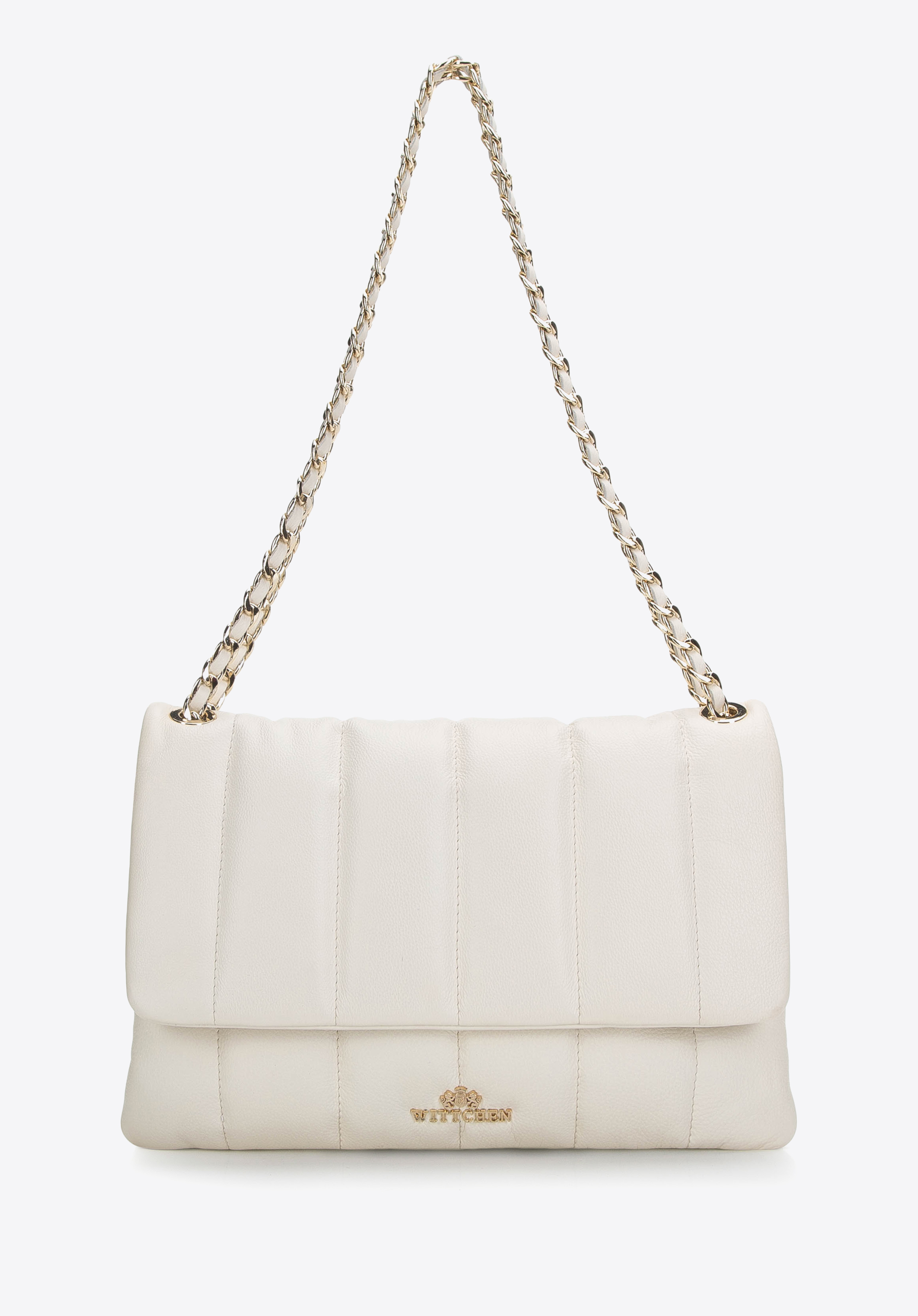 Damska torebka skórzana z szerokimi pikowaniami