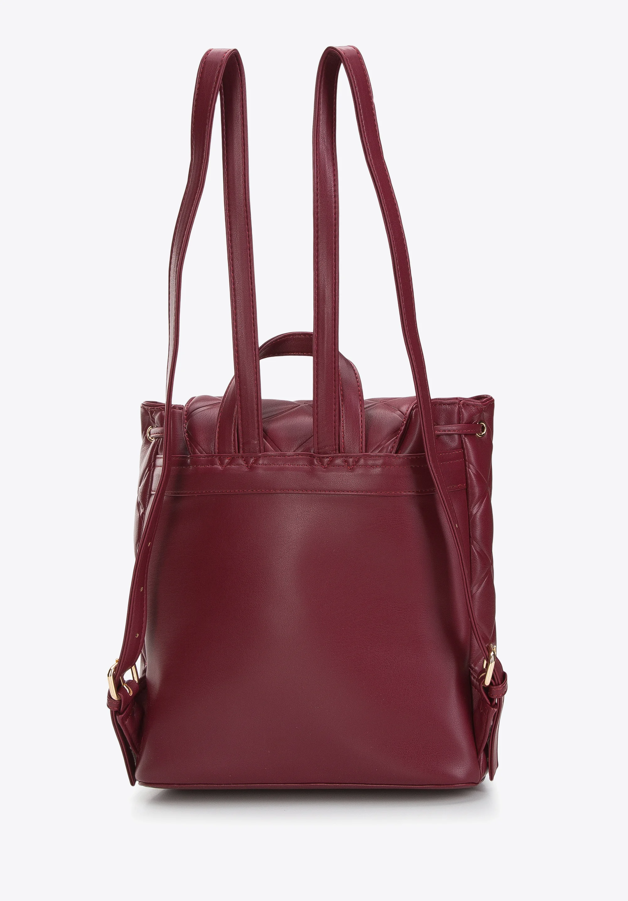 Damski plecak worek z geometrycznie pikowanej ekoskóry