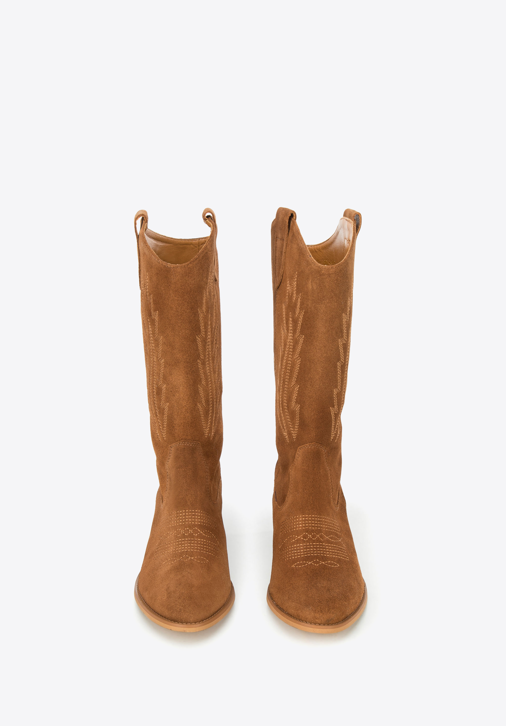 Kowbojki zamszowe haftowane wysokie