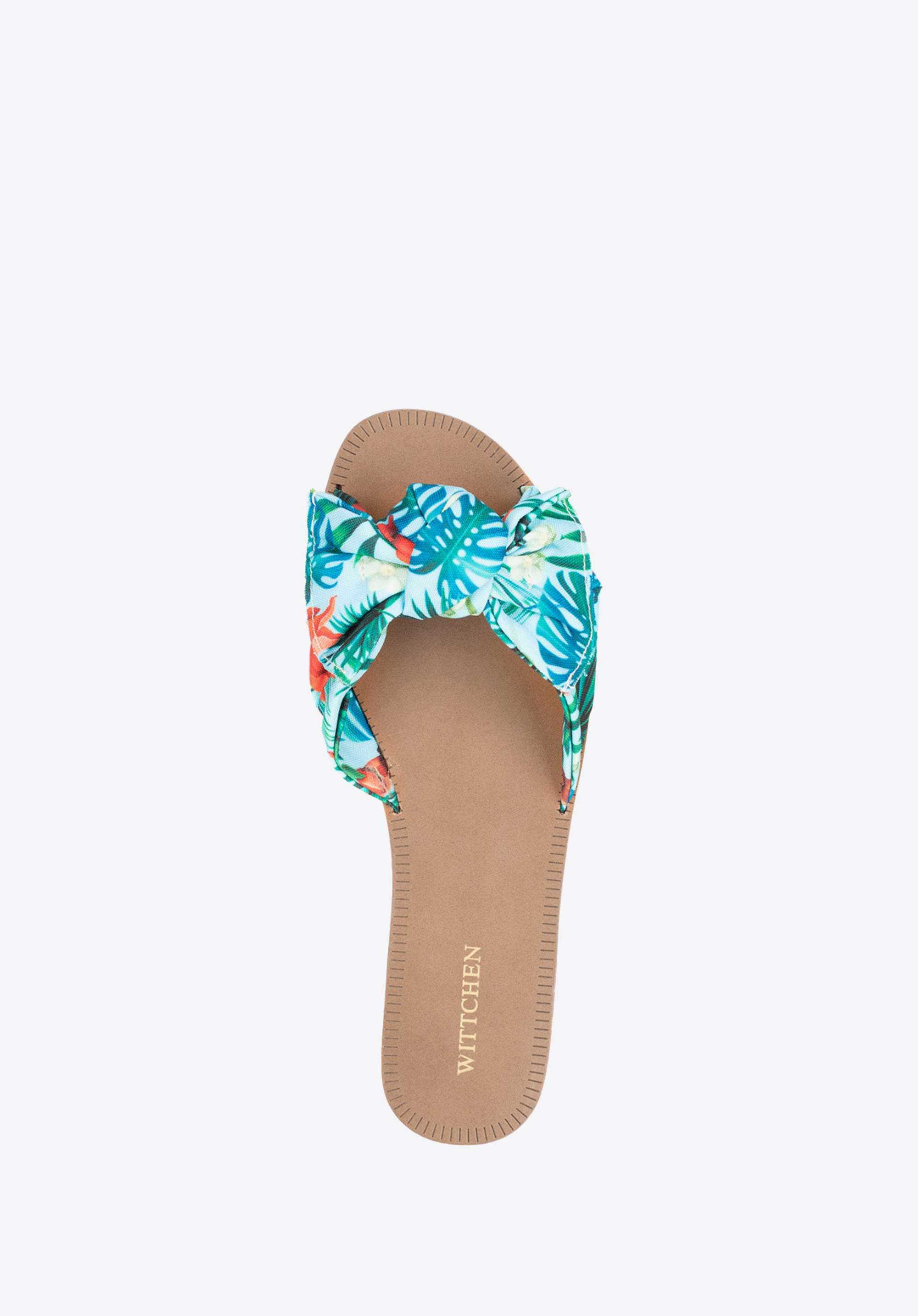 Damskie klapki materiałowe wzorzyste