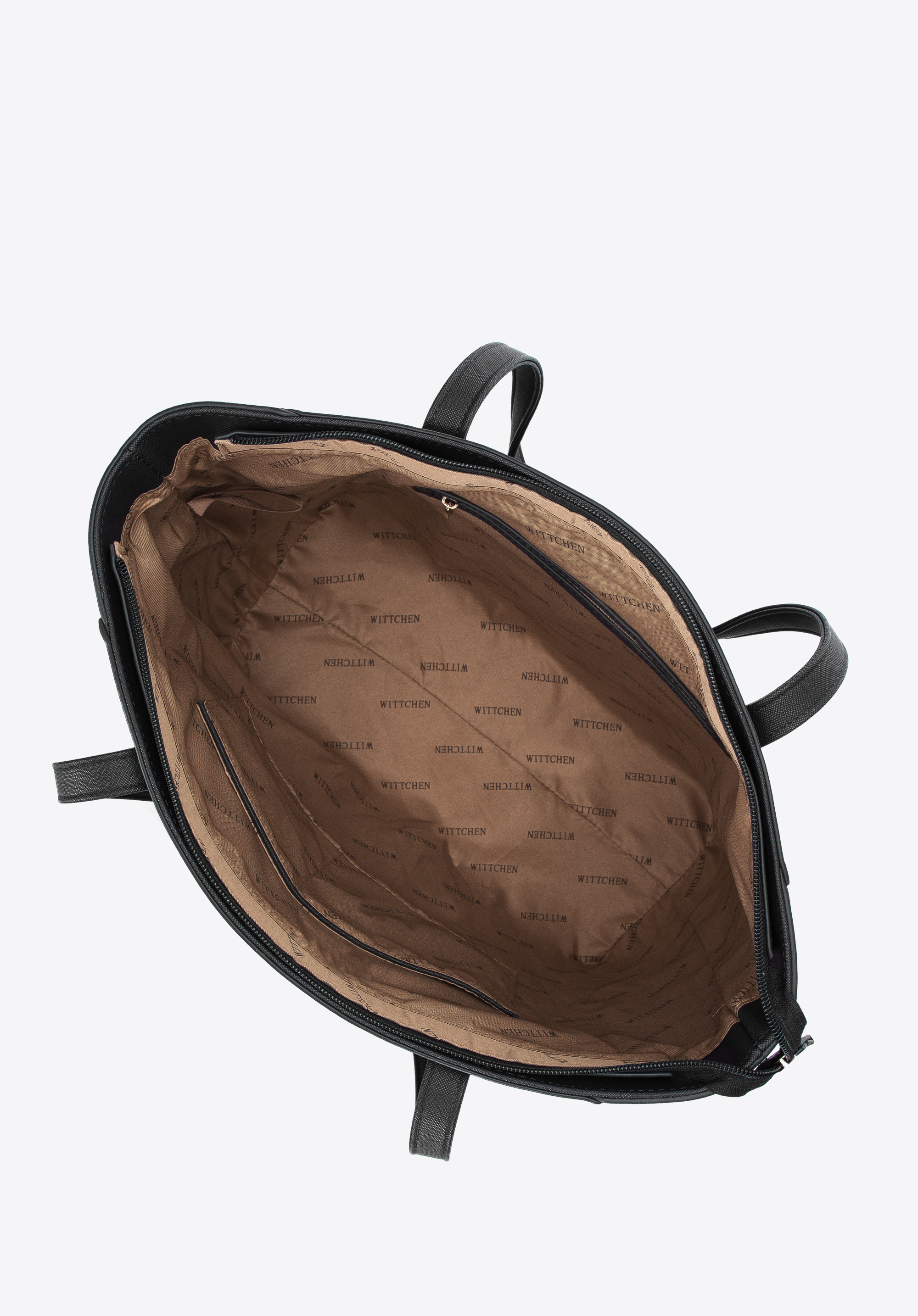 Torebka shopperka z ekoskóry saffiano z kieszenią z przodu