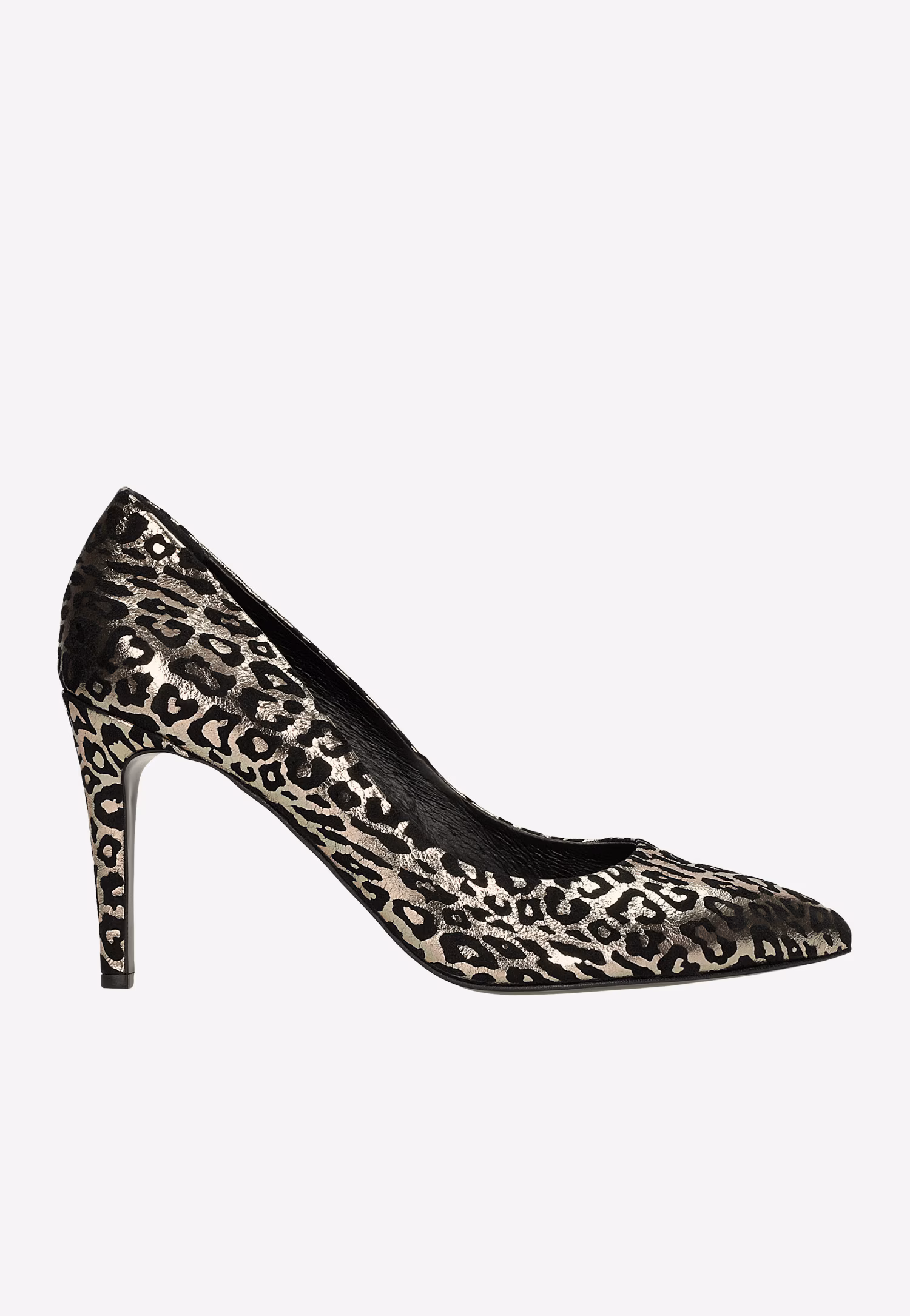 Czarno-złote szpilki damskie w cętki