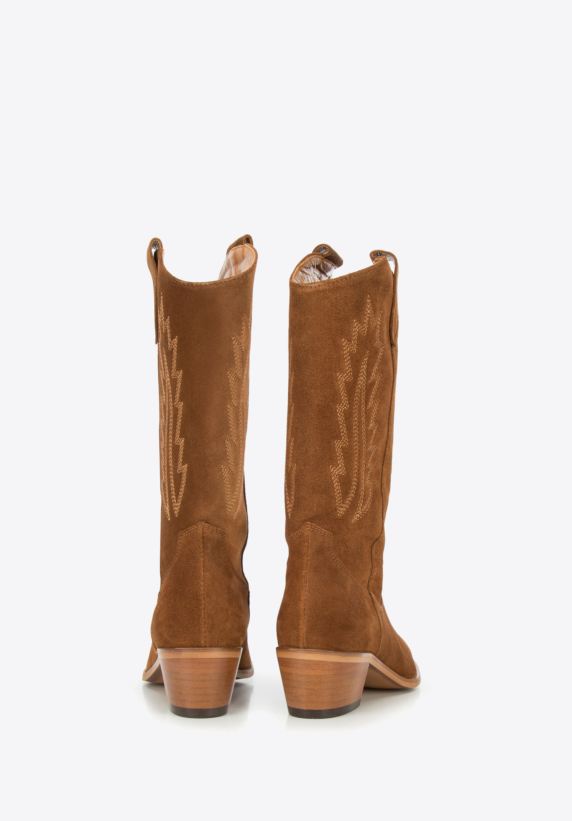 Kowbojki zamszowe haftowane wysokie