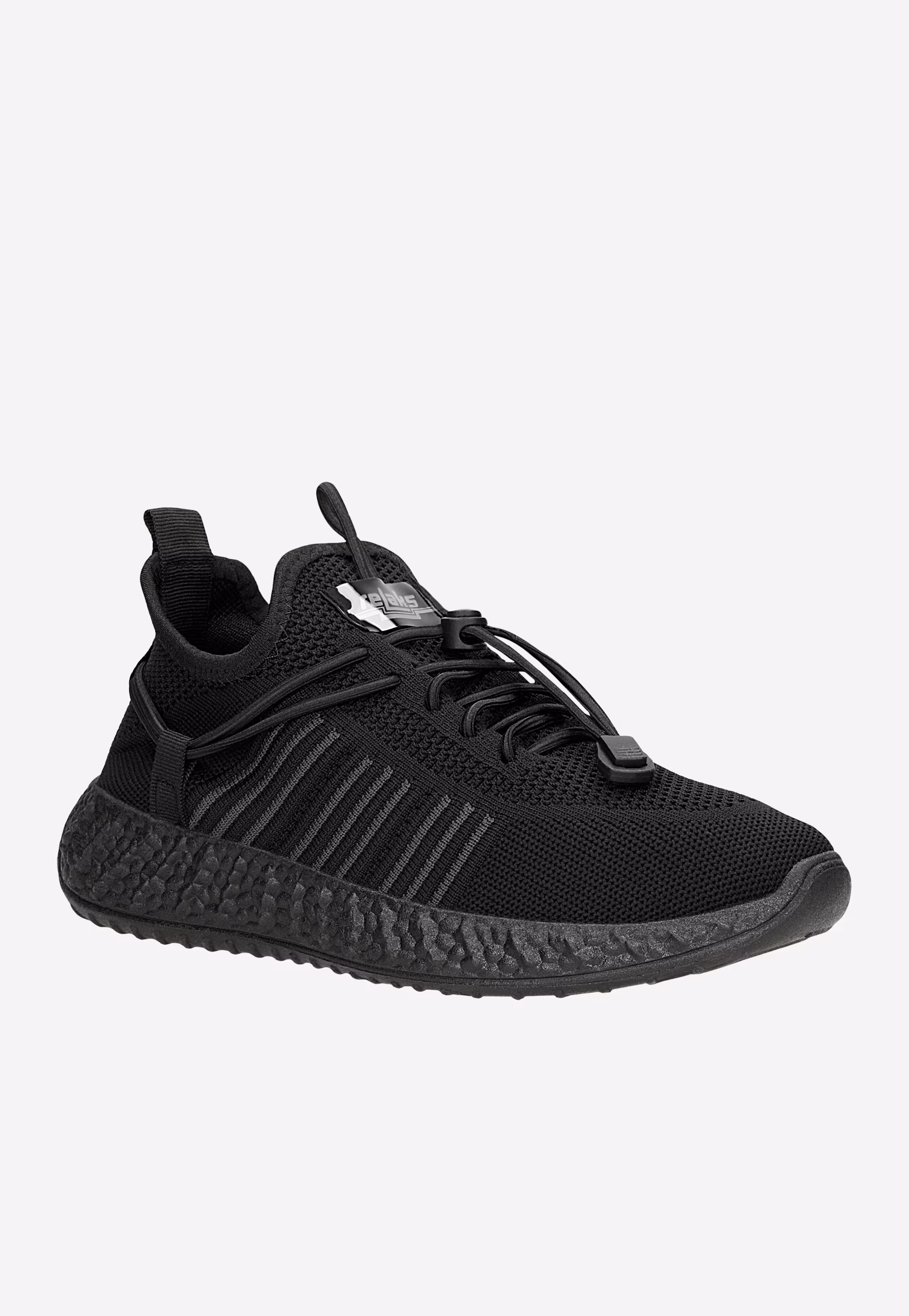 RELAKS czarne sneakersy siateczkowe na czarnej podeszwie