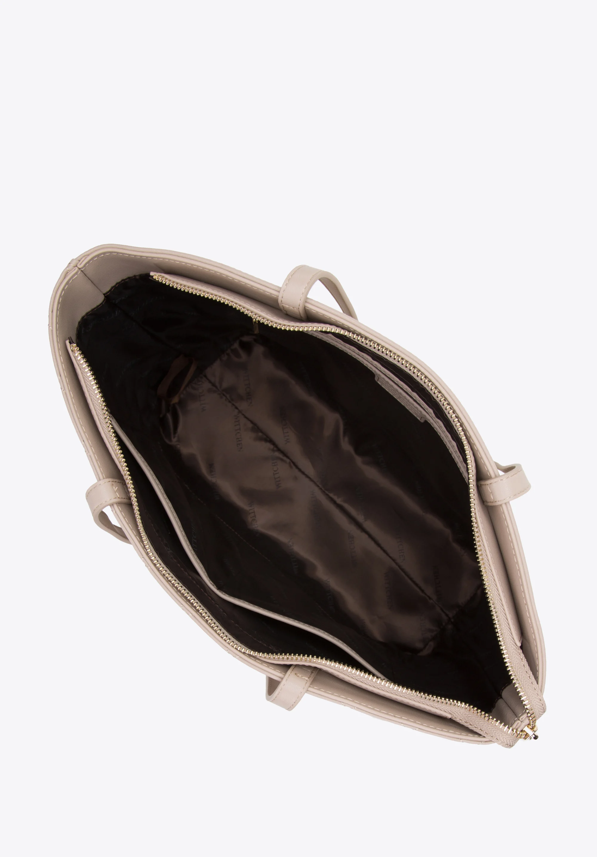 Torebka shopperka skórzana z ozdobnym monogramem