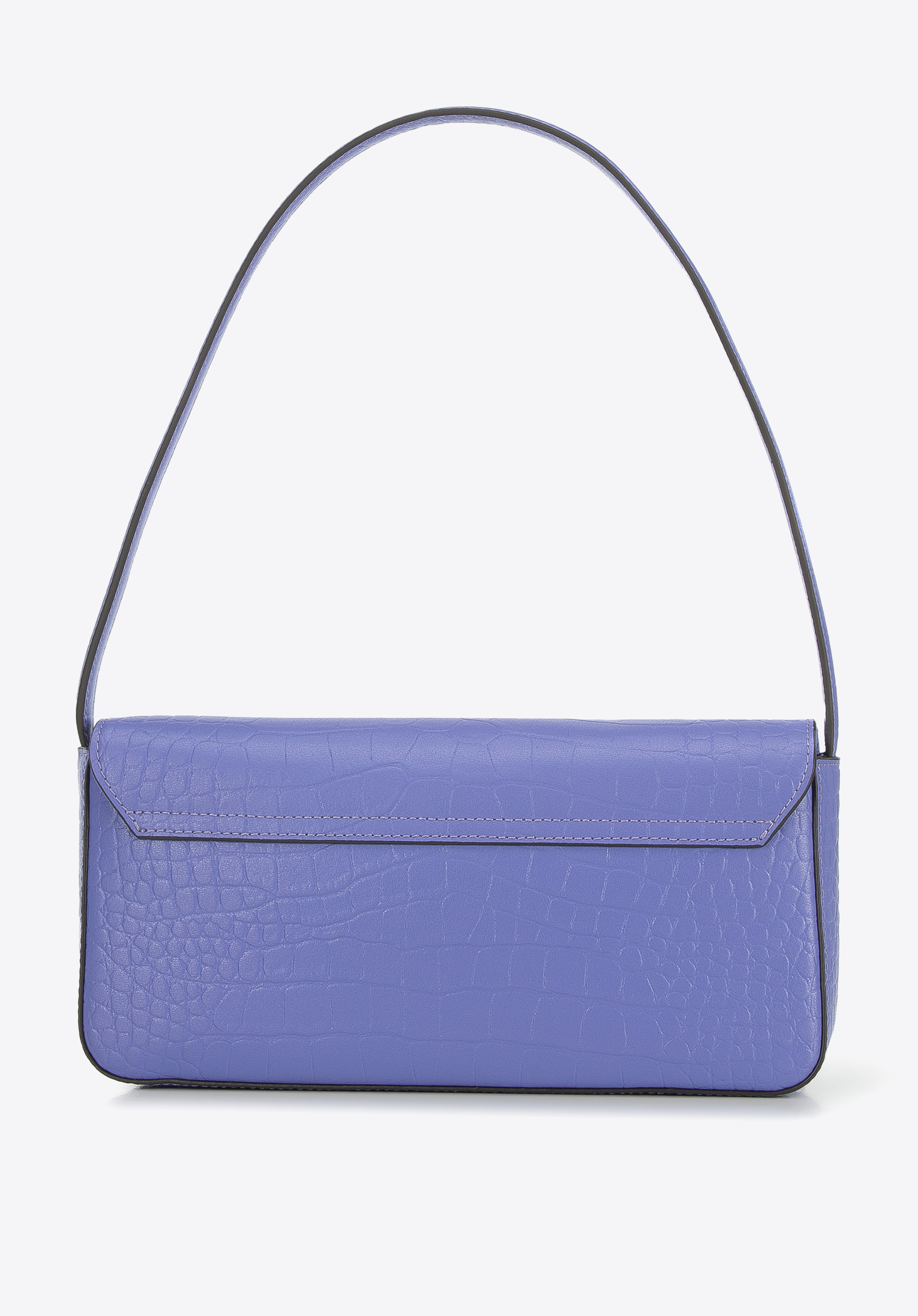 Torebka bagietka ze skóry o fakturze croco podłużna