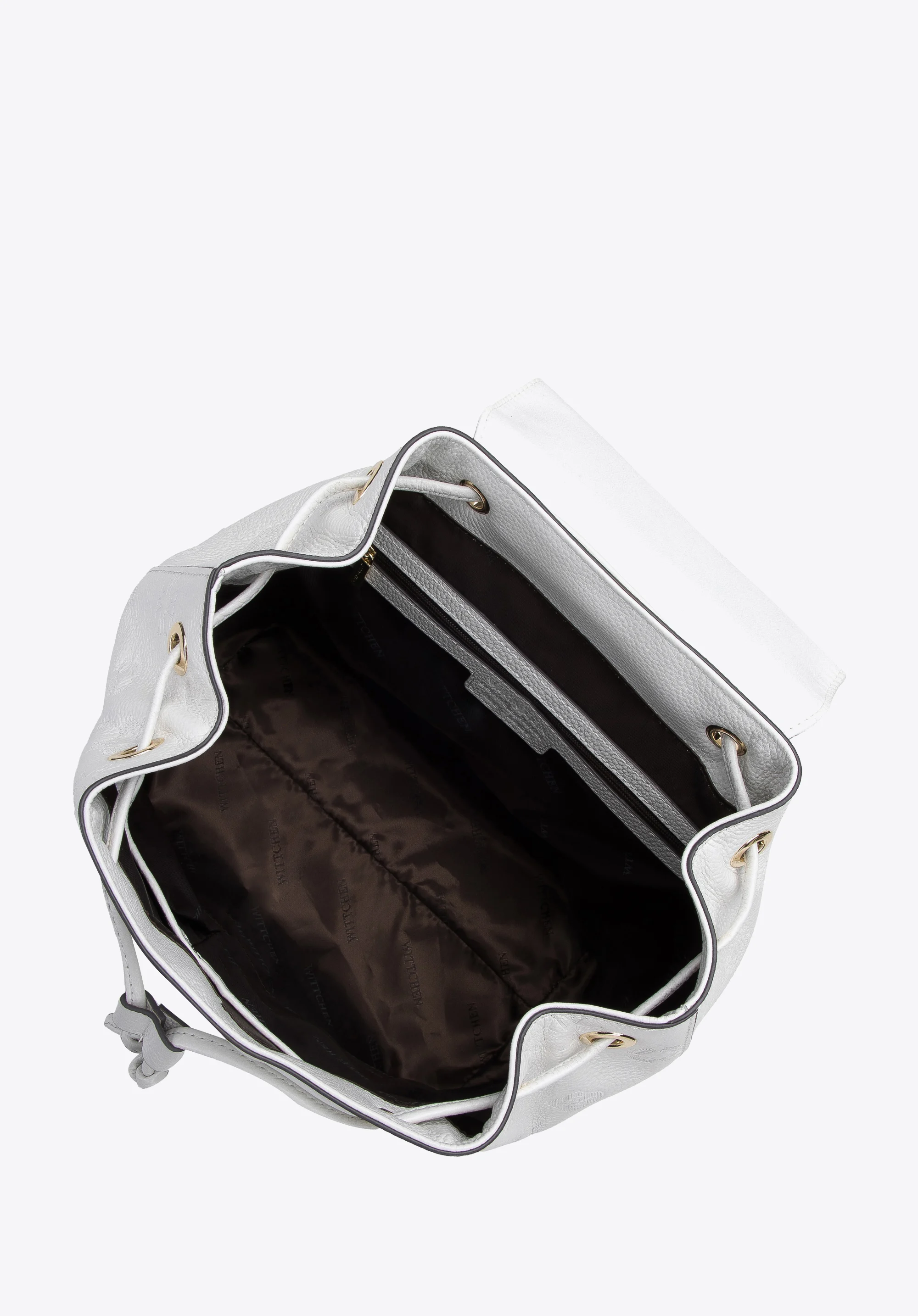 Damski plecak worek skórzany z monogramem