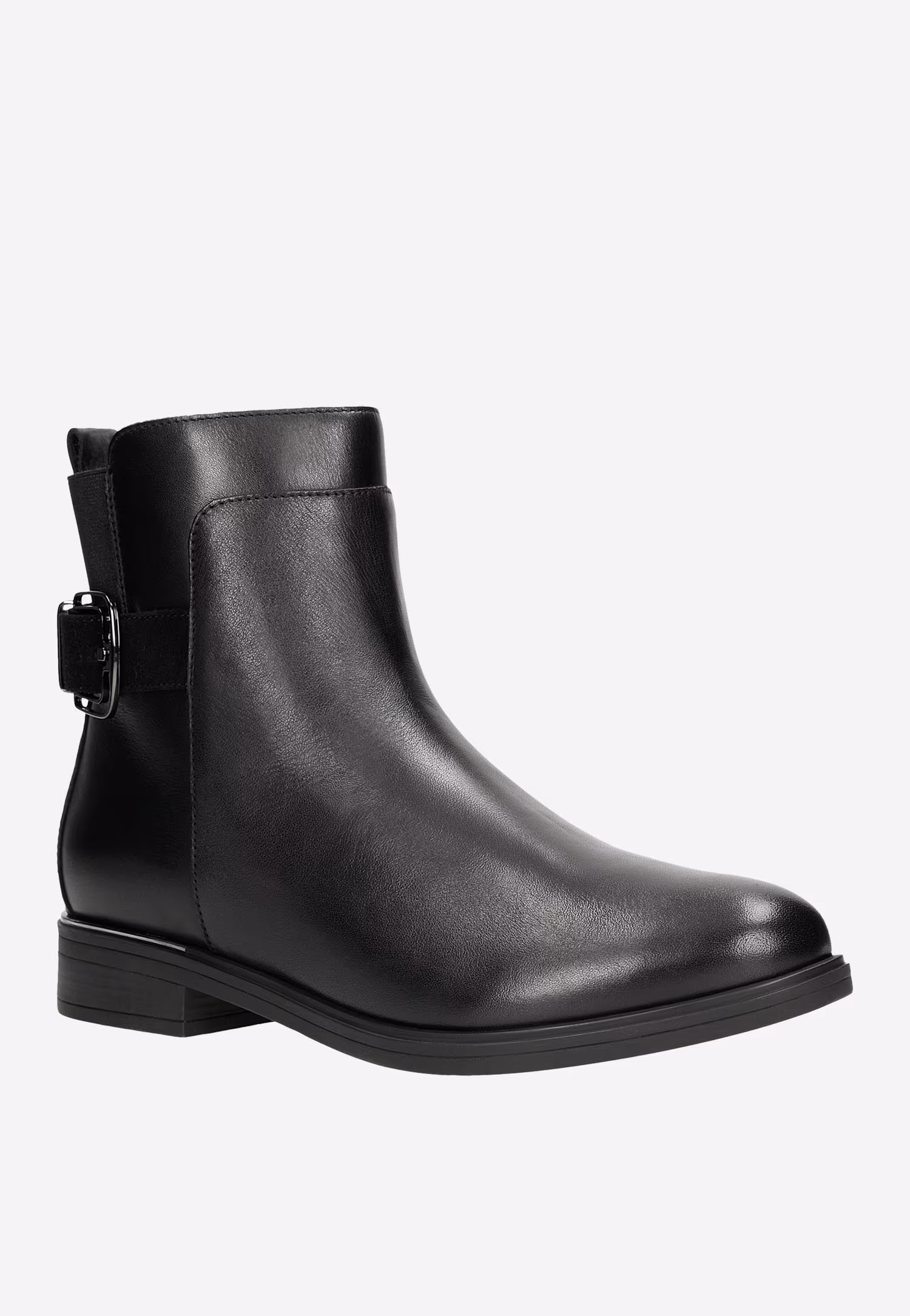 Czarne botki damskie ocieplane skórą owczą