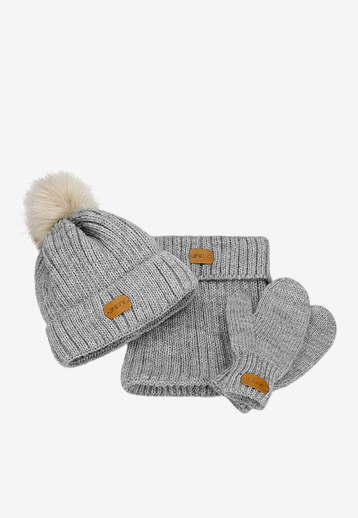 Zimowy zestaw BARTEK 85601-14 - czapka z pomponem + komin + rękawiczki