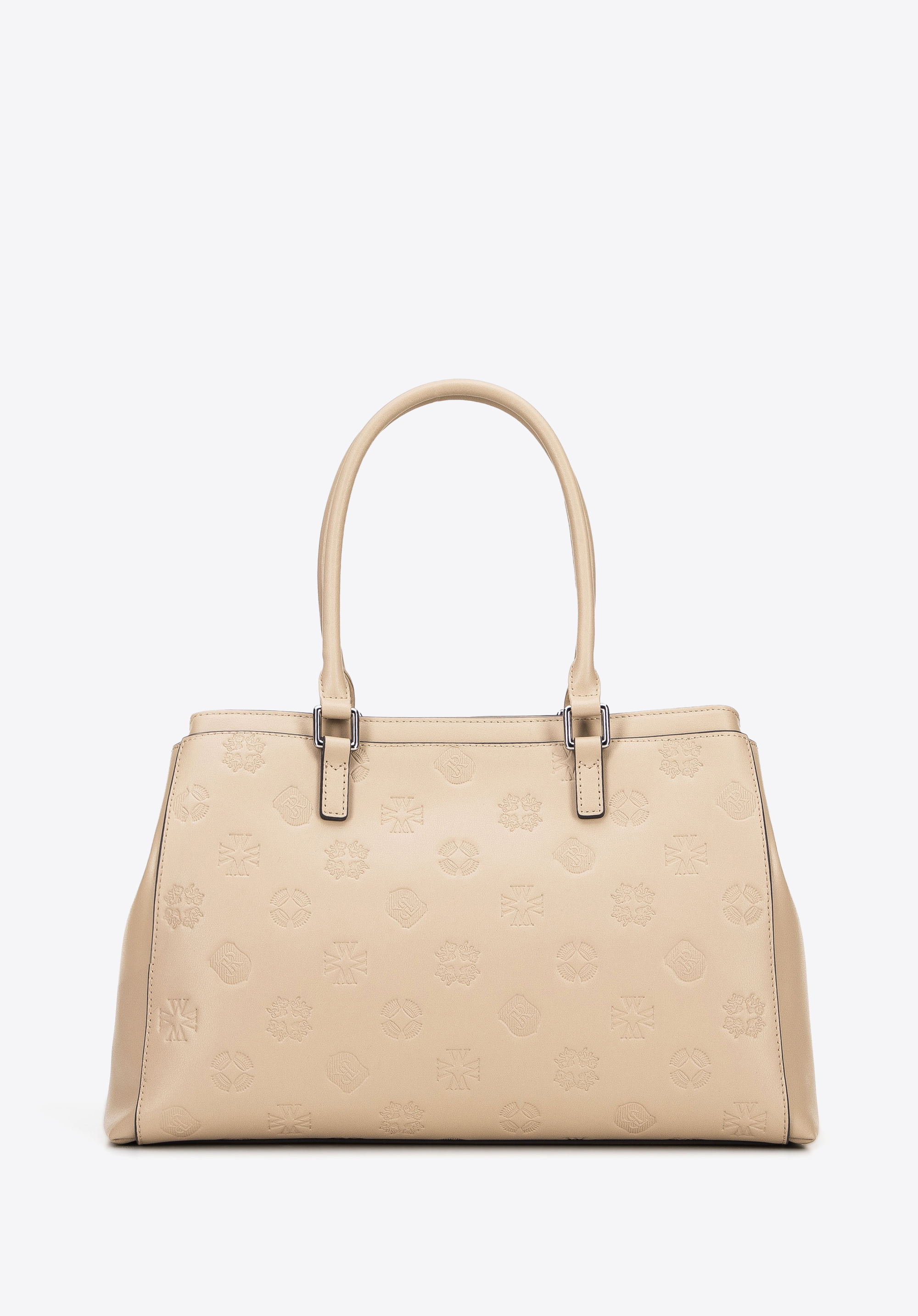 Torebka kuferek ze skóry tłoczonej w monogram